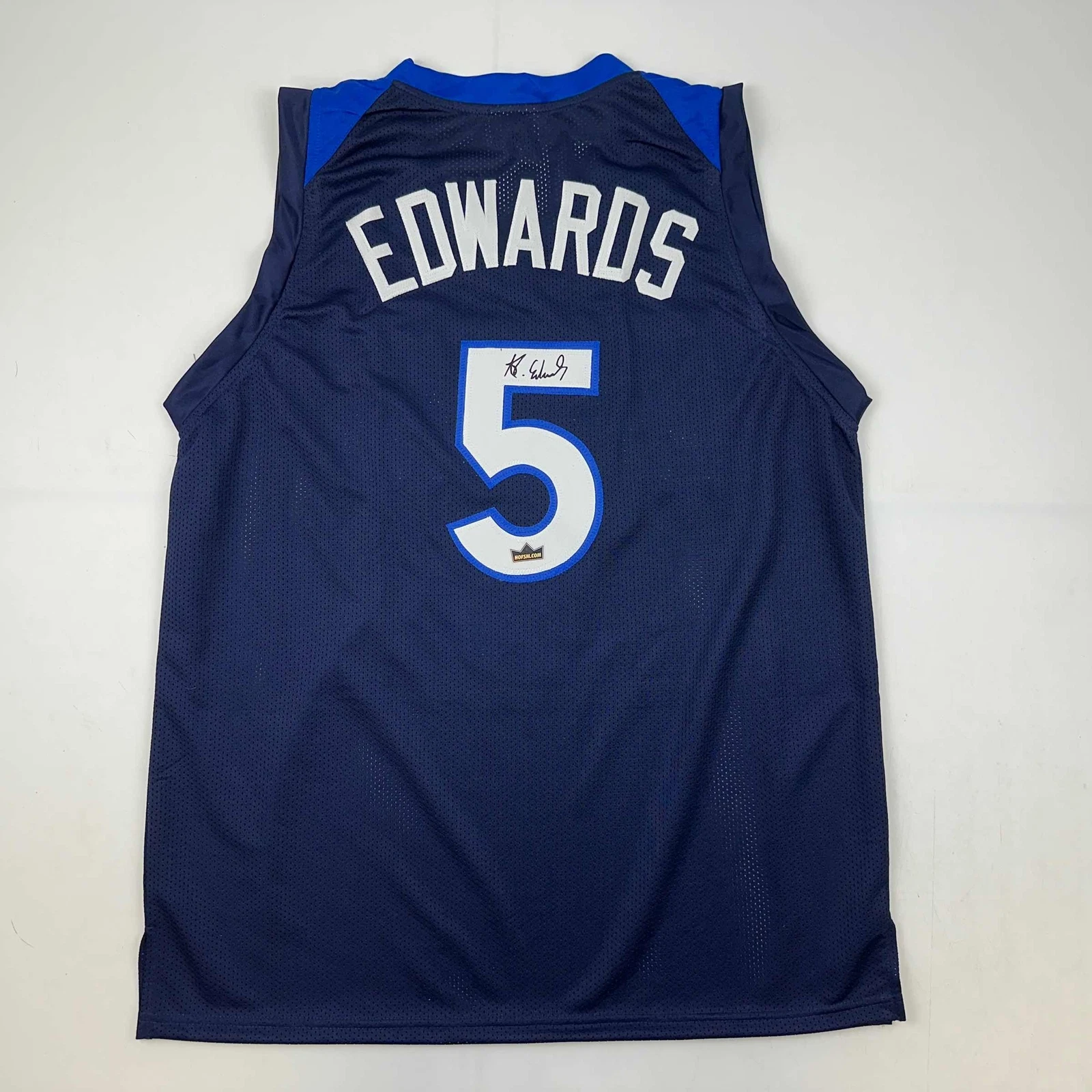 Facsimile Autographed Anthony Edwards Minnesota Blue Reprint Auto Jersey Mens XL