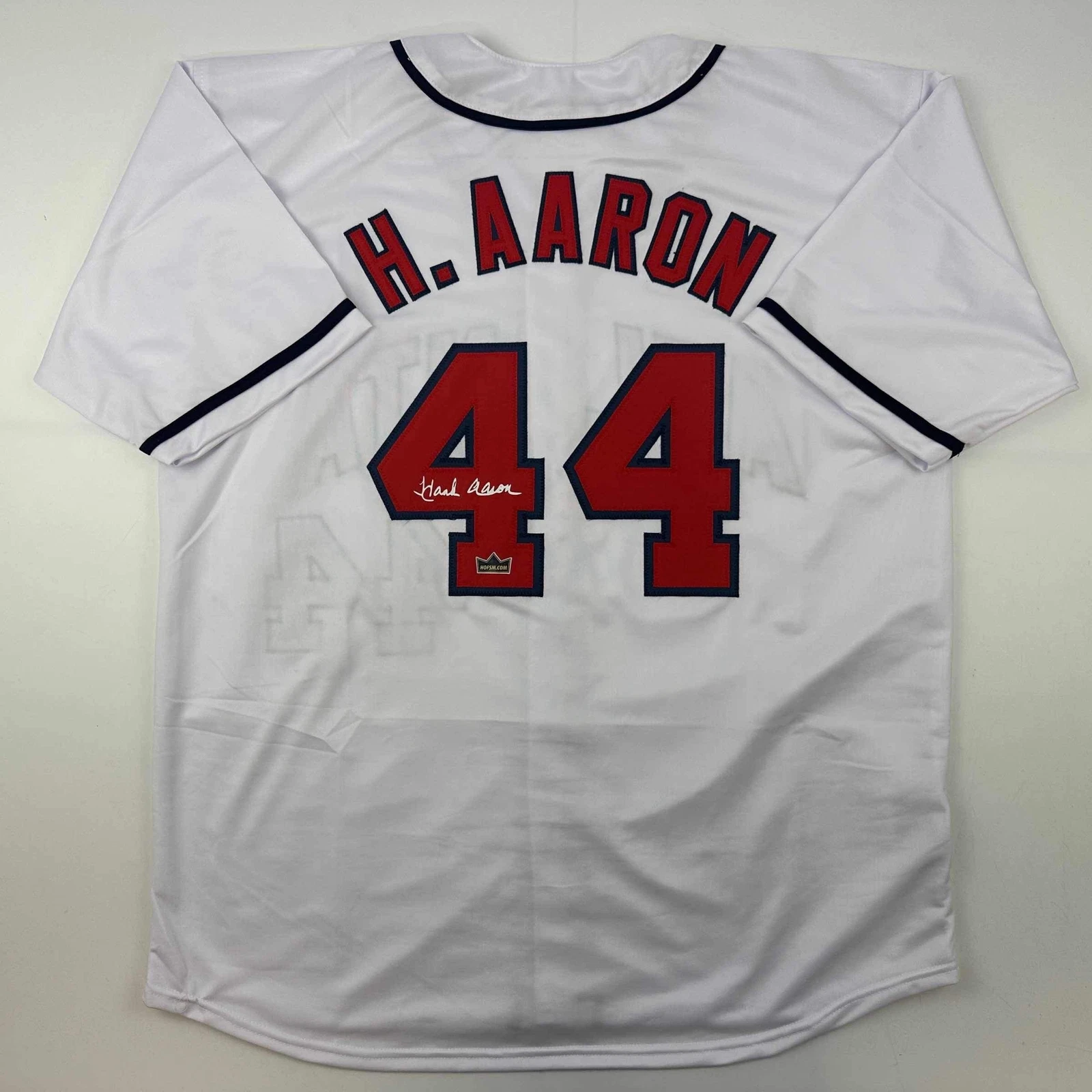 Facsimile Autographed Henry Hank Aaron Atlanta White Reprint Auto Jersey Mens XL