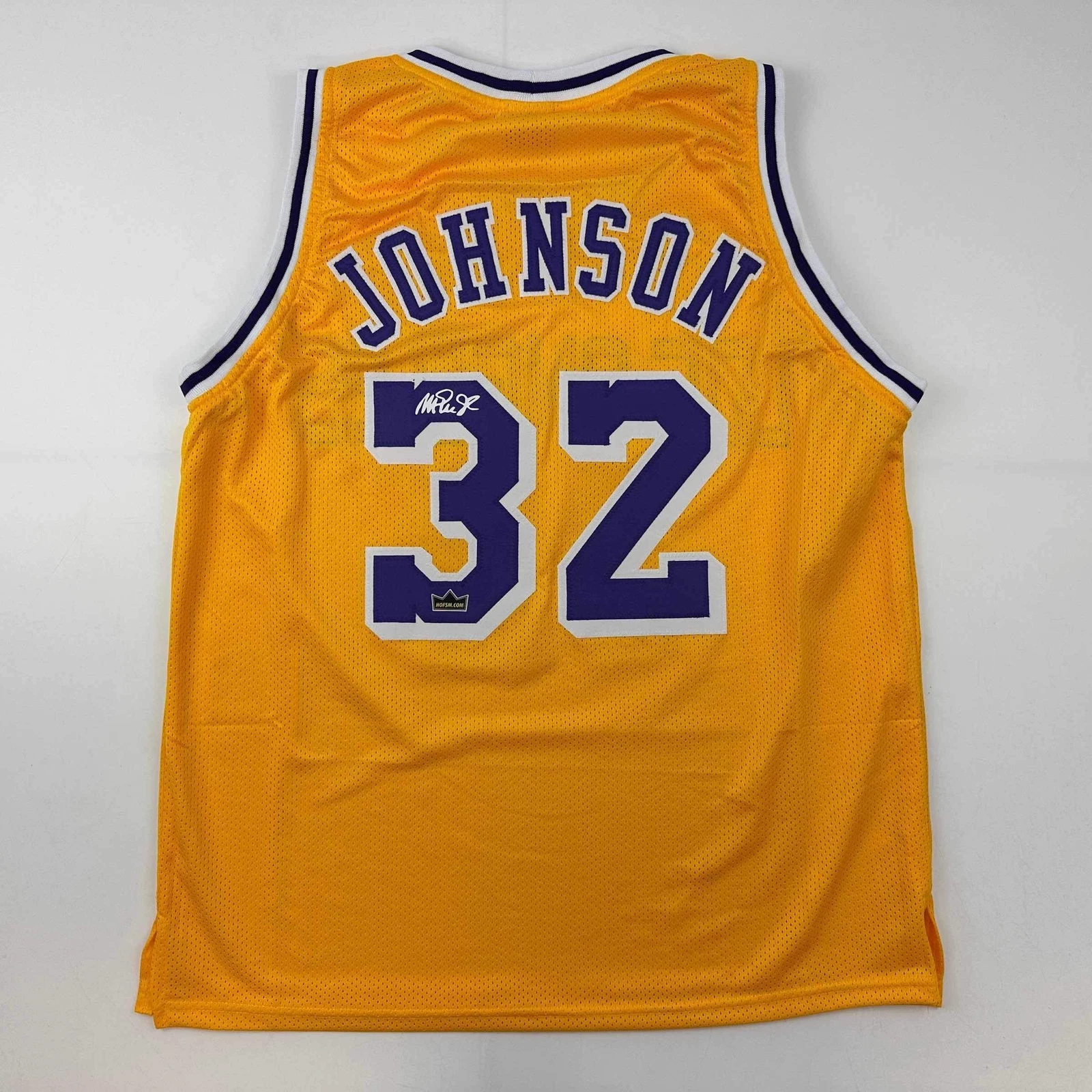 Facsimile Autographed Earvin Magic Johnson Los Angeles LA Yellow Auto Jersey XL