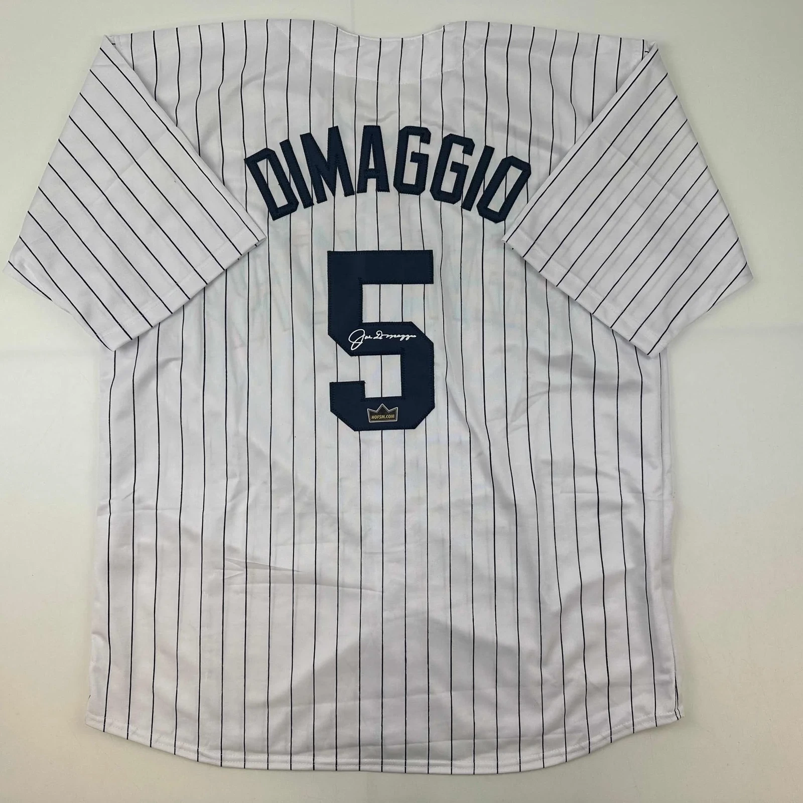 Facsimile Autographed Joe DiMaggio New York Pinstripe Reprint Auto Jersey XL