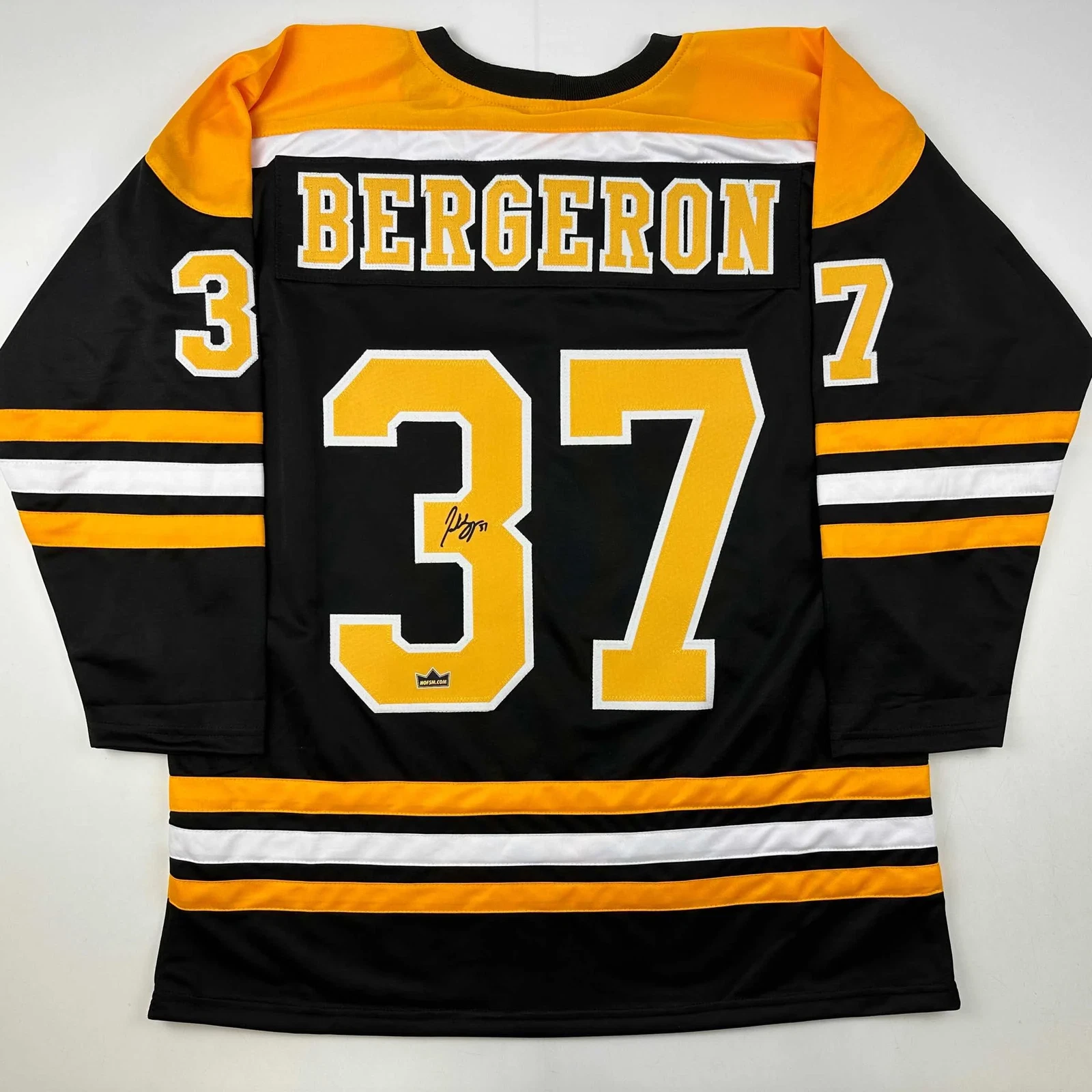 Facsimile Autographed Patrice Bergeron Boston Black Reprint Auto Jersey Men's XL