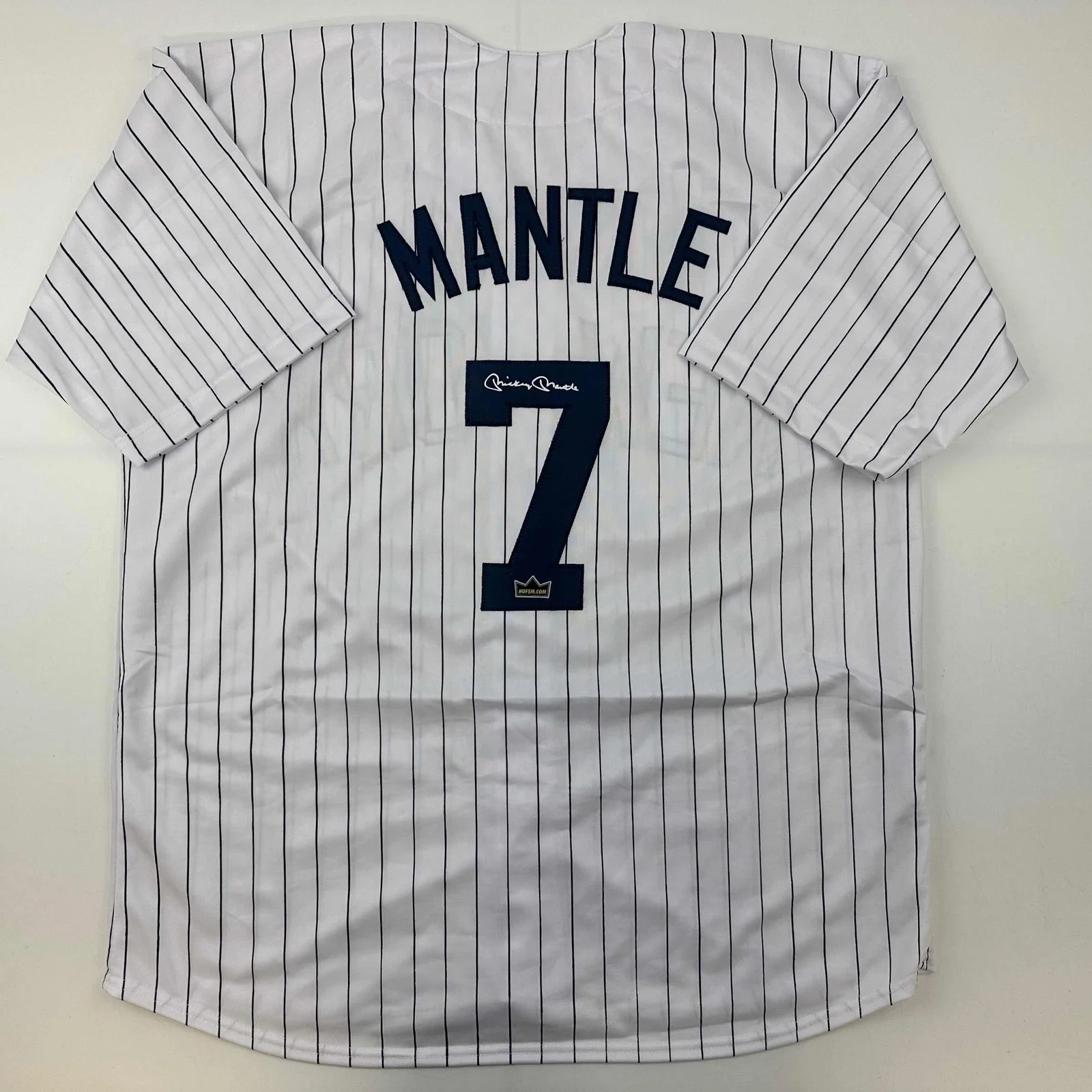 Facsimile Autographed Mickey Mantle New York Pinstripe Reprint Auto Jersey XL
