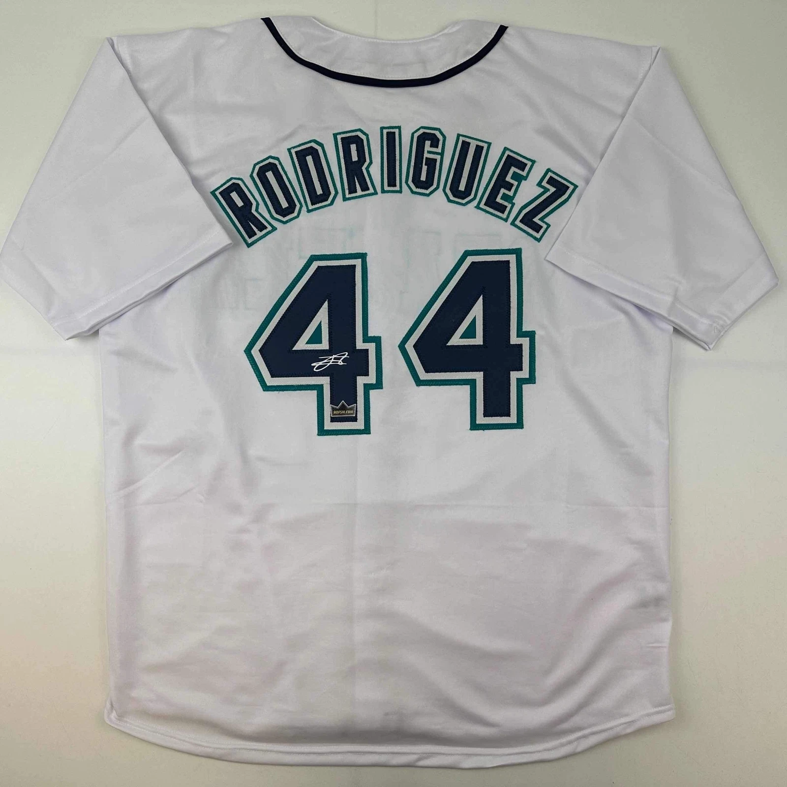 Facsimile Autographed Julio Rodriguez Seattle White Reprint Auto Jersey Men's XL