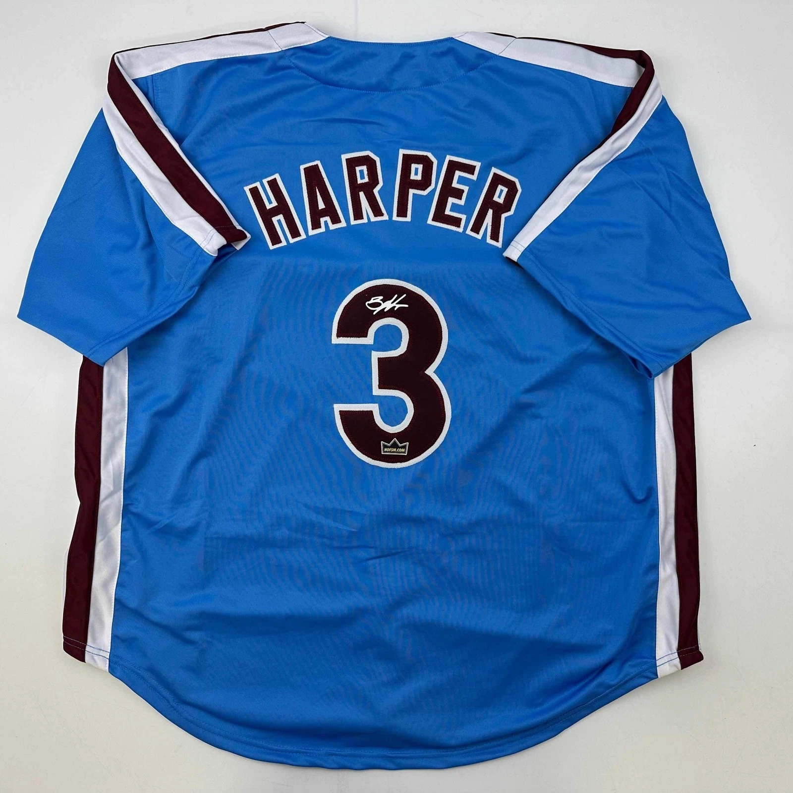 Facsimile Autographed Bryce Harper Philadelphia Blue Reprint Auto Jersey XL
