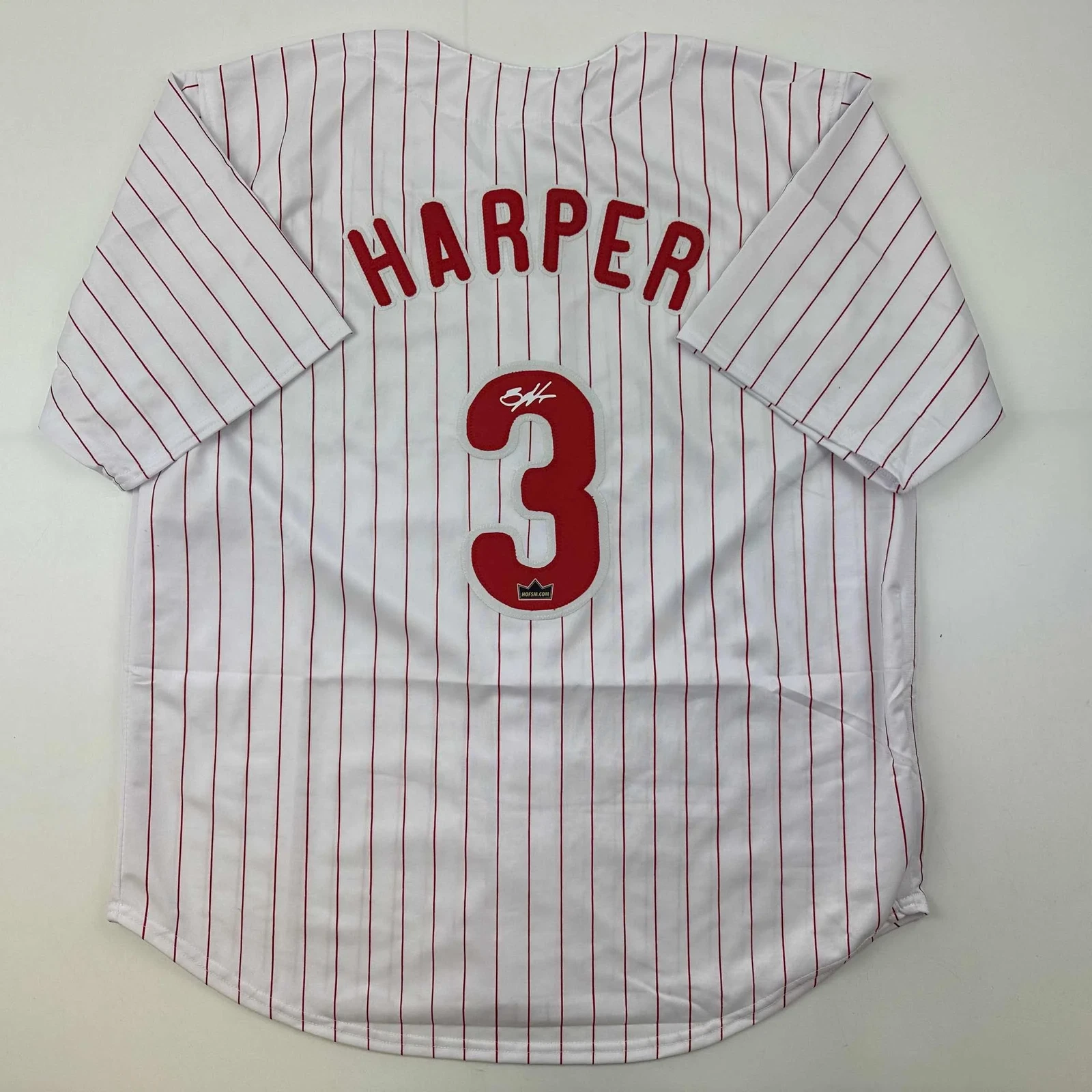 Facsimile Autographed Bryce Harper Philadelphia Pinstripe Reprint Auto Jersey XL