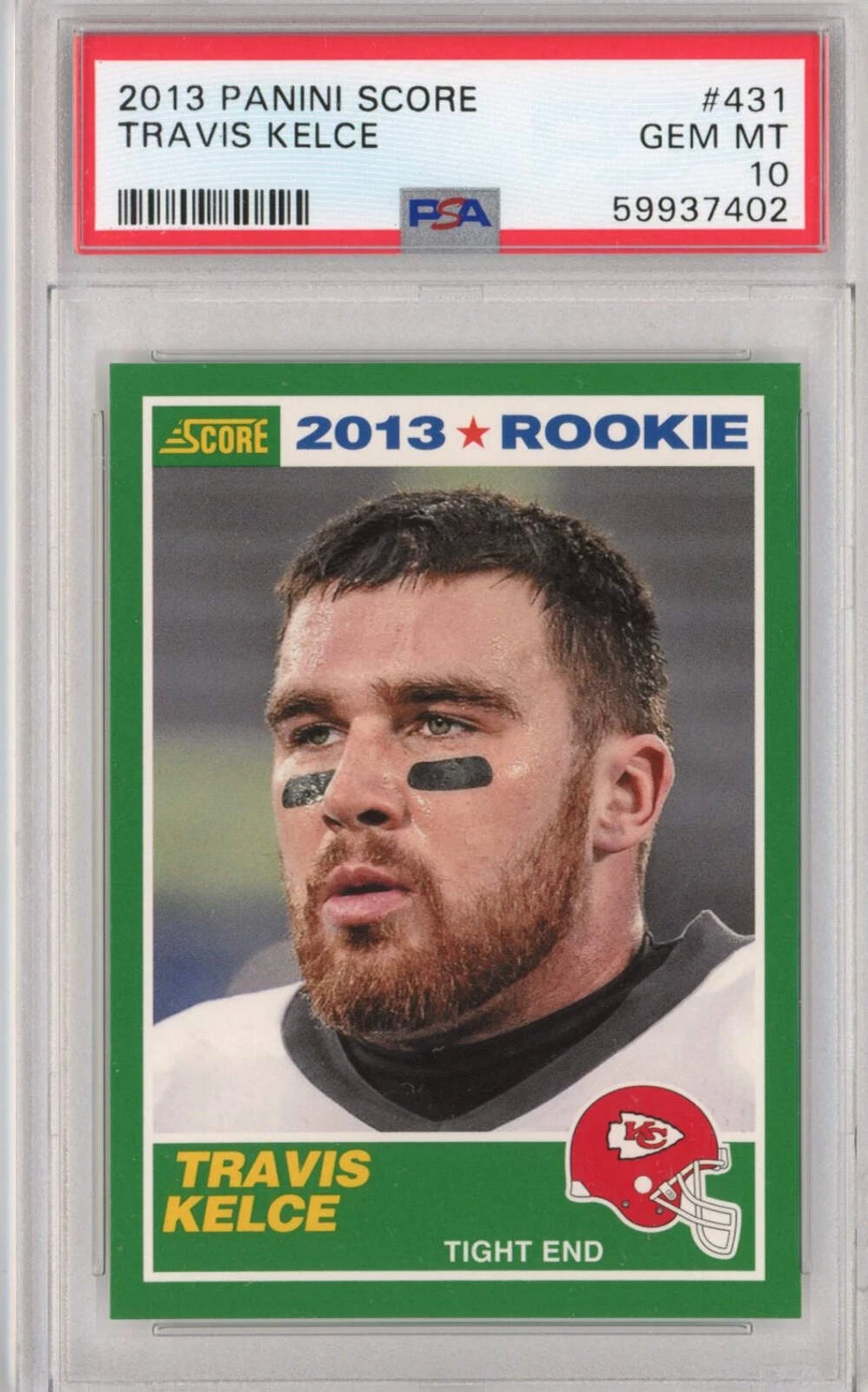 Graded 2013 Panini Score Travis Kelce #431 Rookie RC Football Card PSA 10 Mint
