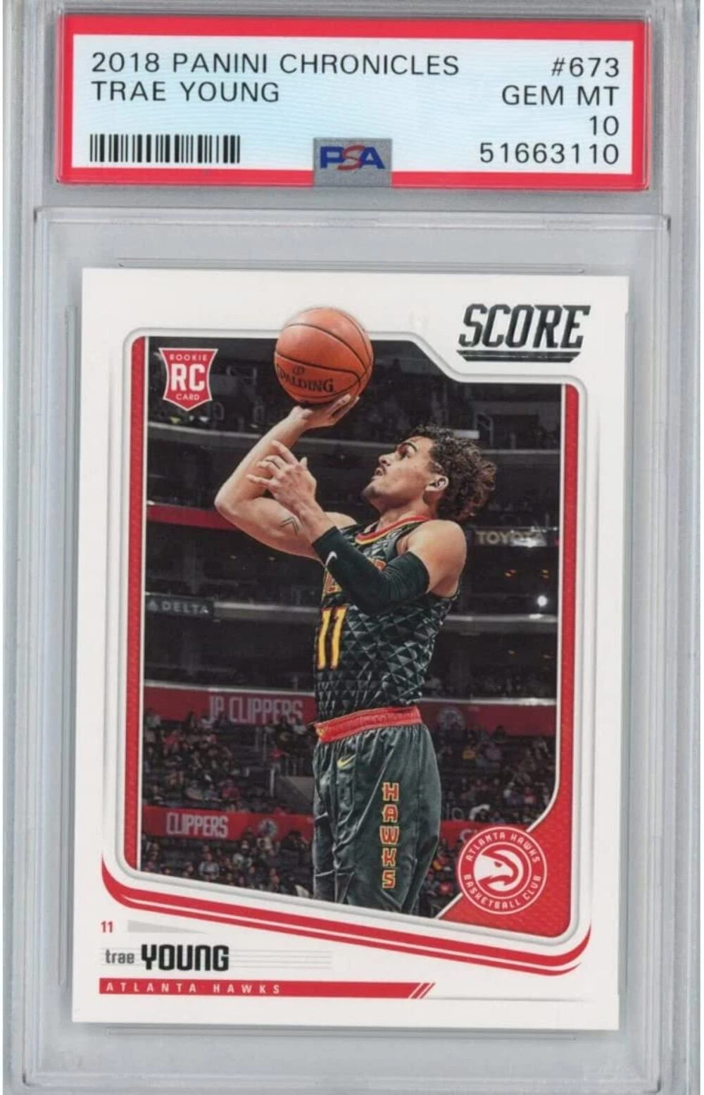 Graded 2018-19 Panini Chronicles Trae Young #673 Rookie RC Basketball Card PSA 1