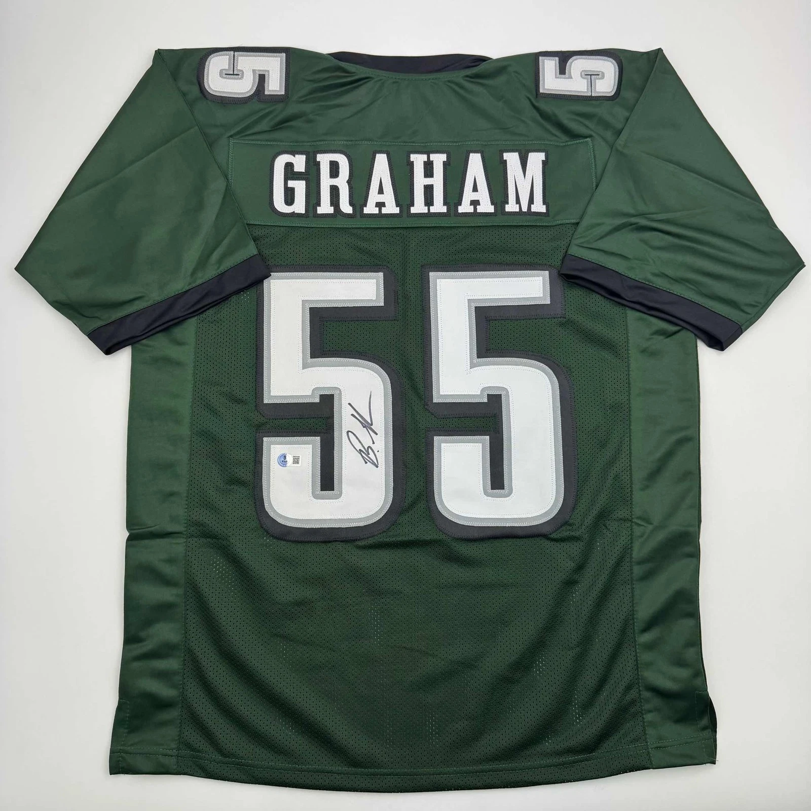 Autographed/Signed Brandon Graham Philadelphia Green Football Jersey Beckett BAS