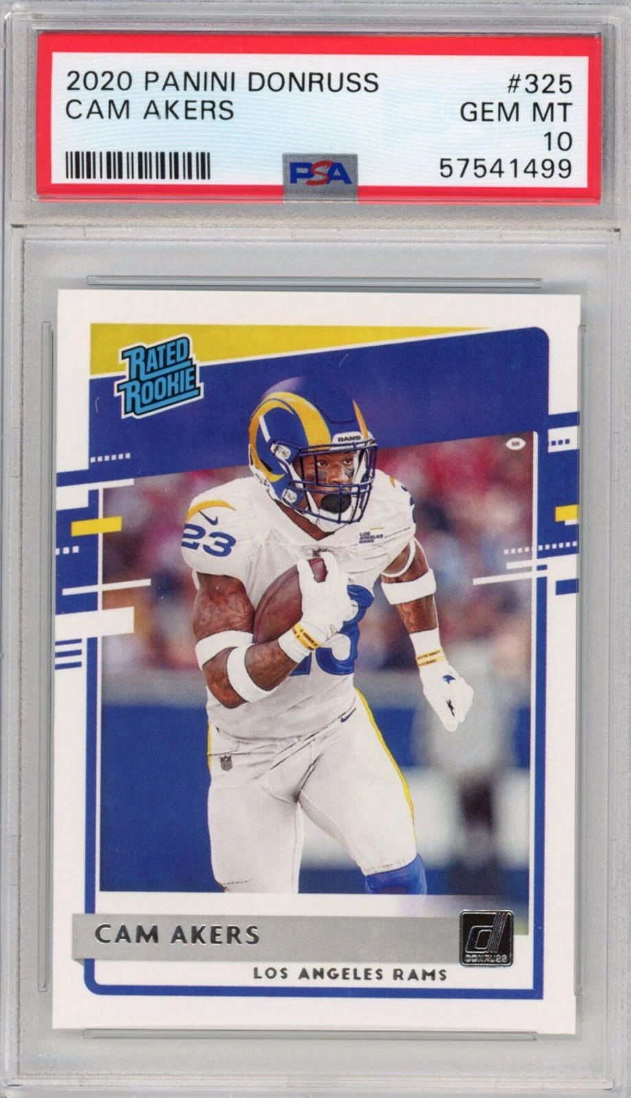 Graded 2020 Panini Donruss Cam Akers #325 Rated Rookie RC Football Card PSA 10 G