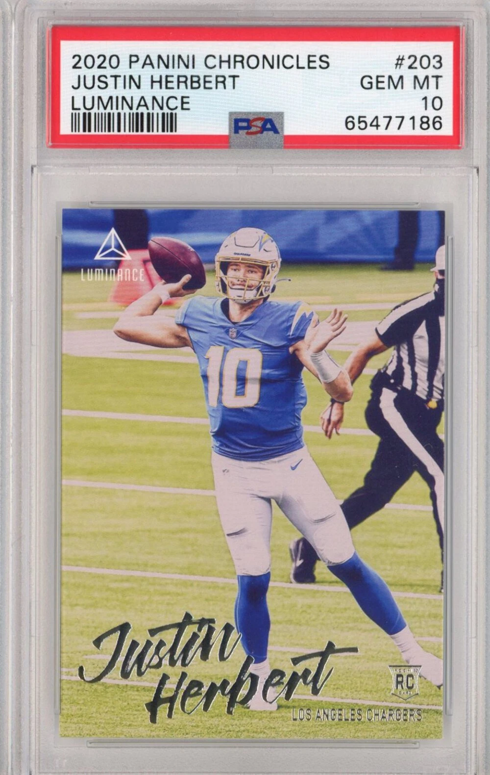 Graded 2020 Panini Chronicles Justin Herbert #203 Luminance Rookie RC Football C