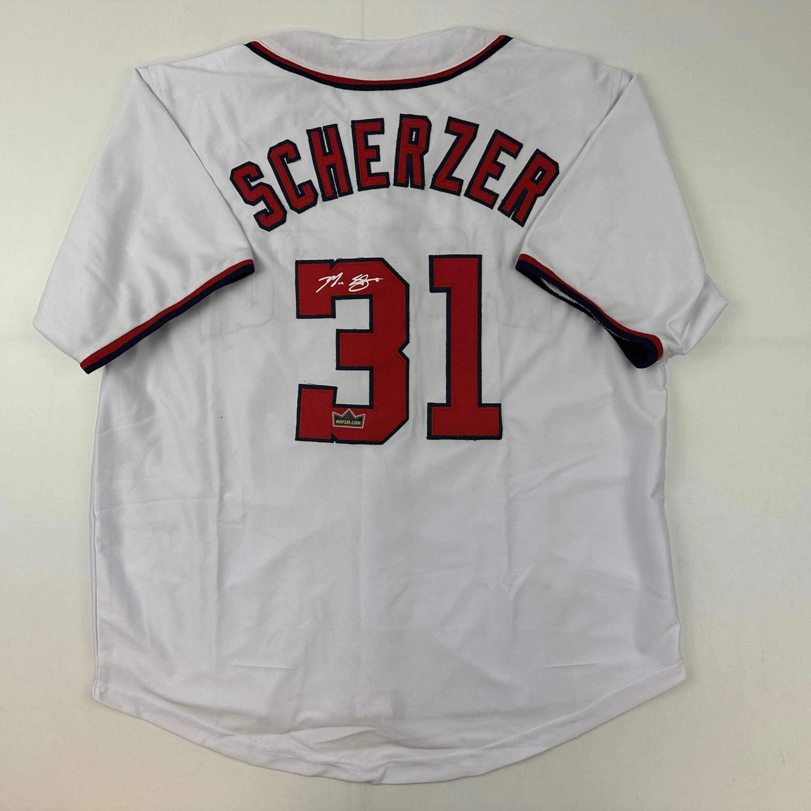 Facsimile Autographed Max Scherzer Washington White Reprint Auto Jersey Men's XL