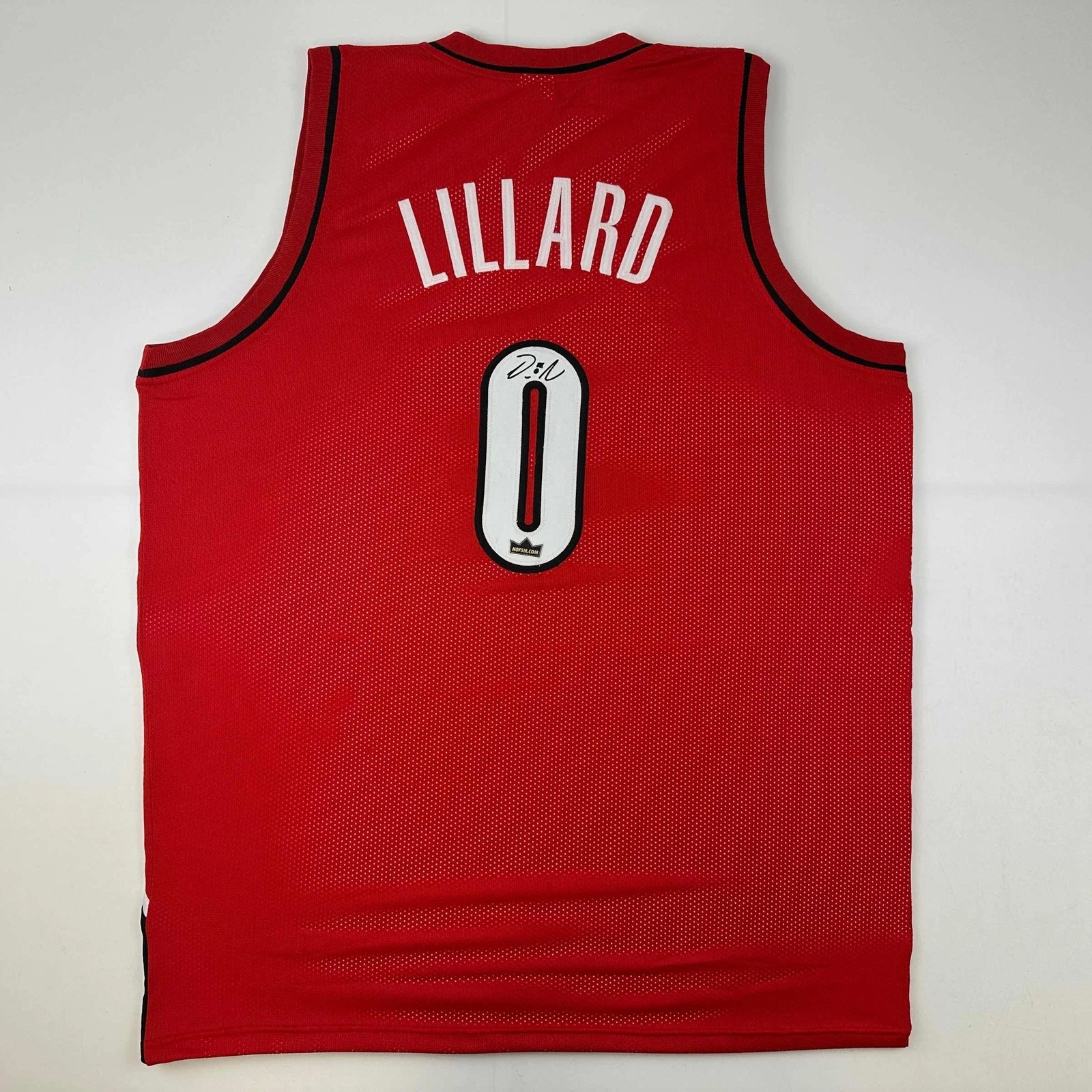 Facsimile Autographed Damian Lillard Portland Red Reprint Jersey Size Men's XL