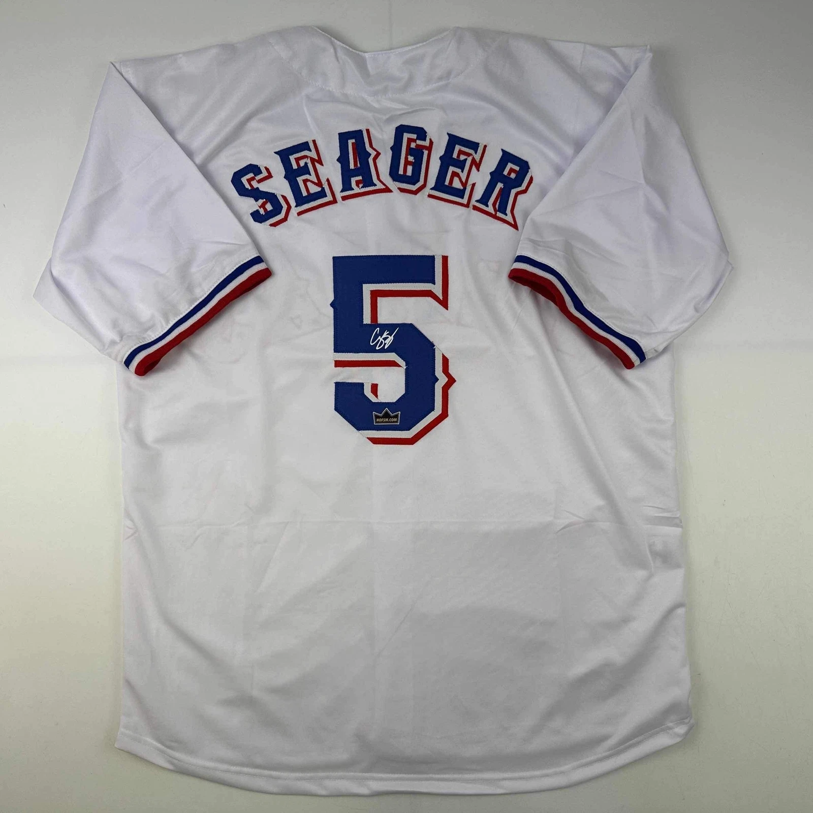 Facsimile Autographed Corey Seager Texas White Reprint Jersey Size Men's XL