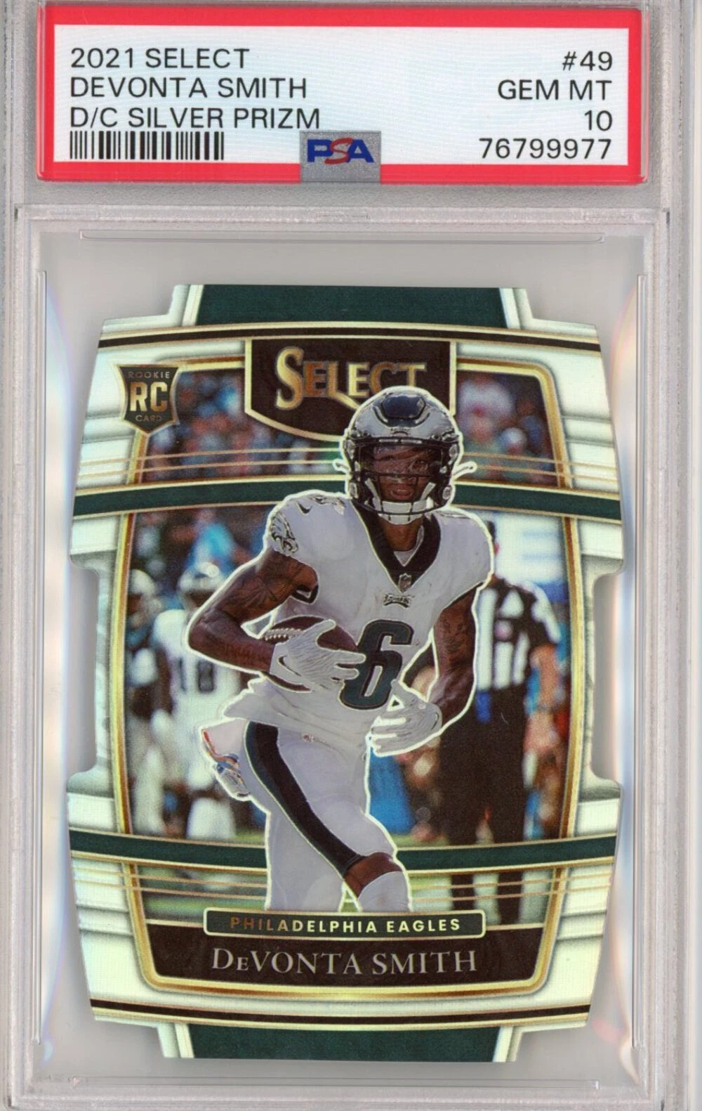Graded 2021 Select Devonta Smith #49 Die-Cut Silver Prizm Rookie Card PSA 10