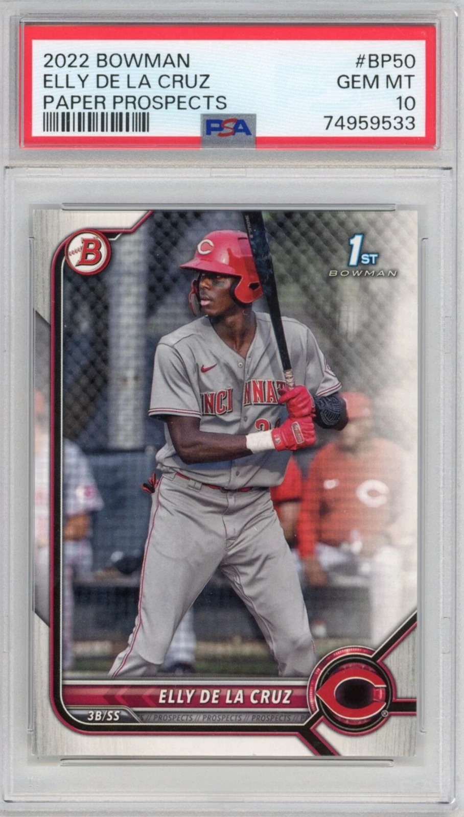 Graded 2022 Bowman Paper Prospects Elly De La Cruz #BP50 Rookie RC Card PSA 10