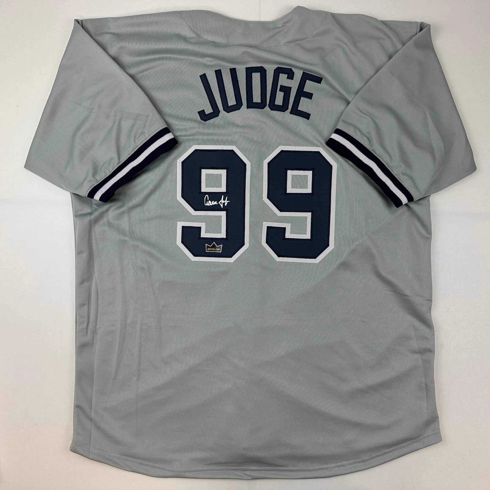 Facsimile Autographed Aaron Judge New York Grey Reprint Jersey Size Men's XL
