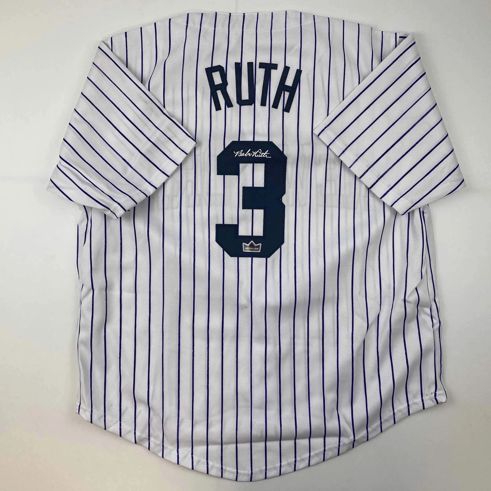 Facsimile Autographed Babe Ruth New York Pinstripe Reprint Jersey Size Men's XL