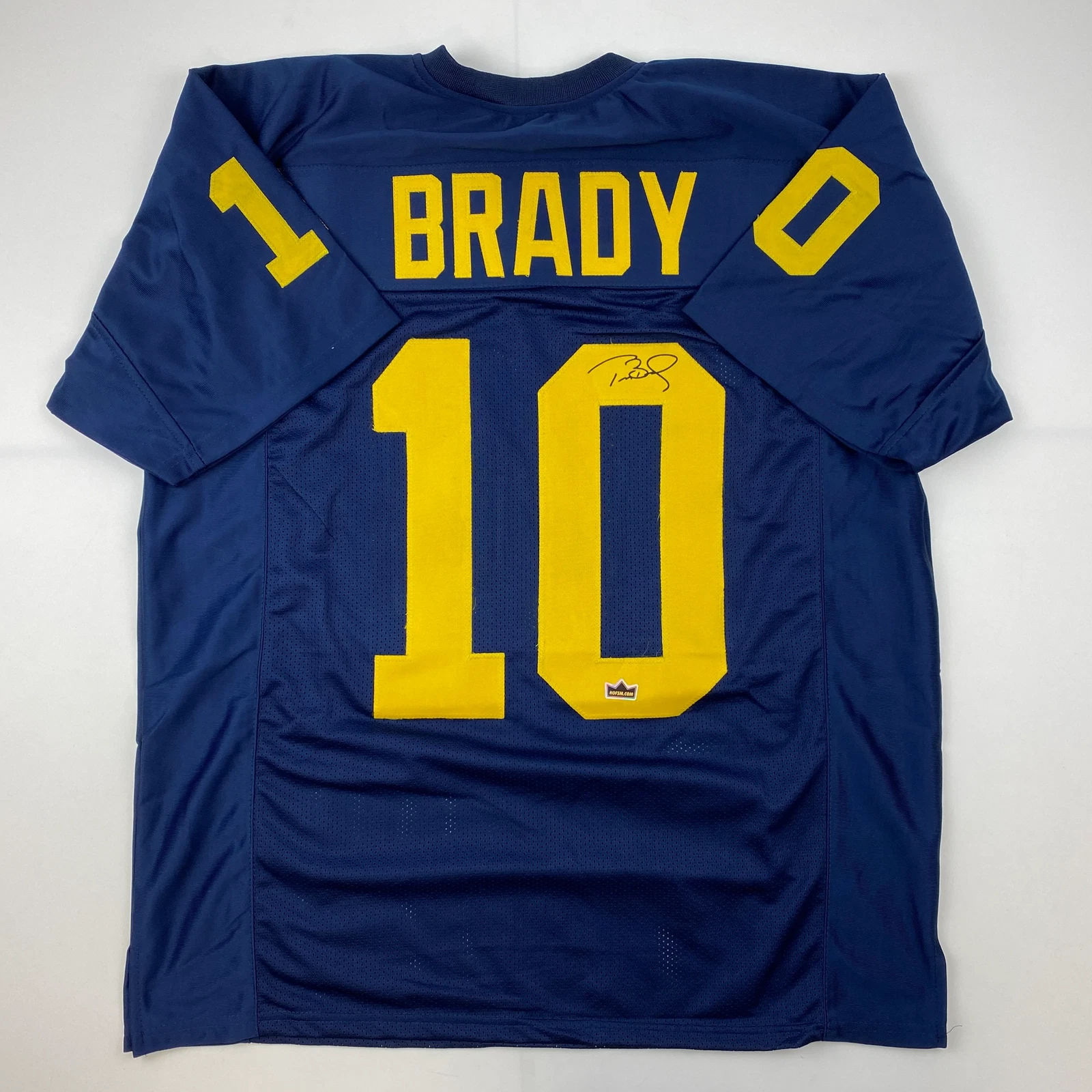 Facsimile Autographed Tom Brady Michigan Blue Reprint Laser Jersey Size Men's XL