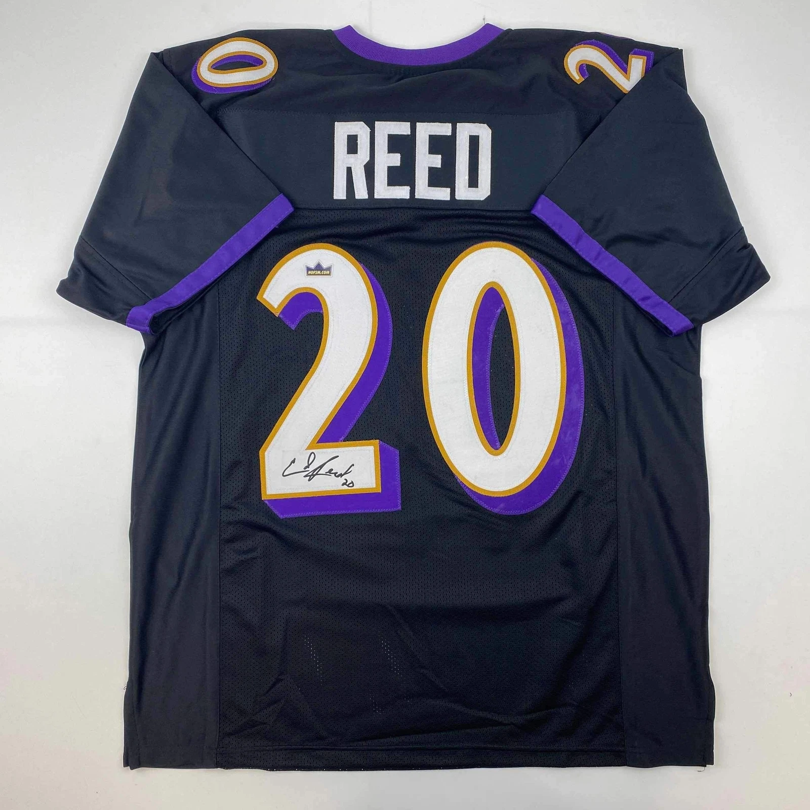 Facsimile Autographed Ed Reed Baltimore Black Reprint Laser Jersey Size Men's XL