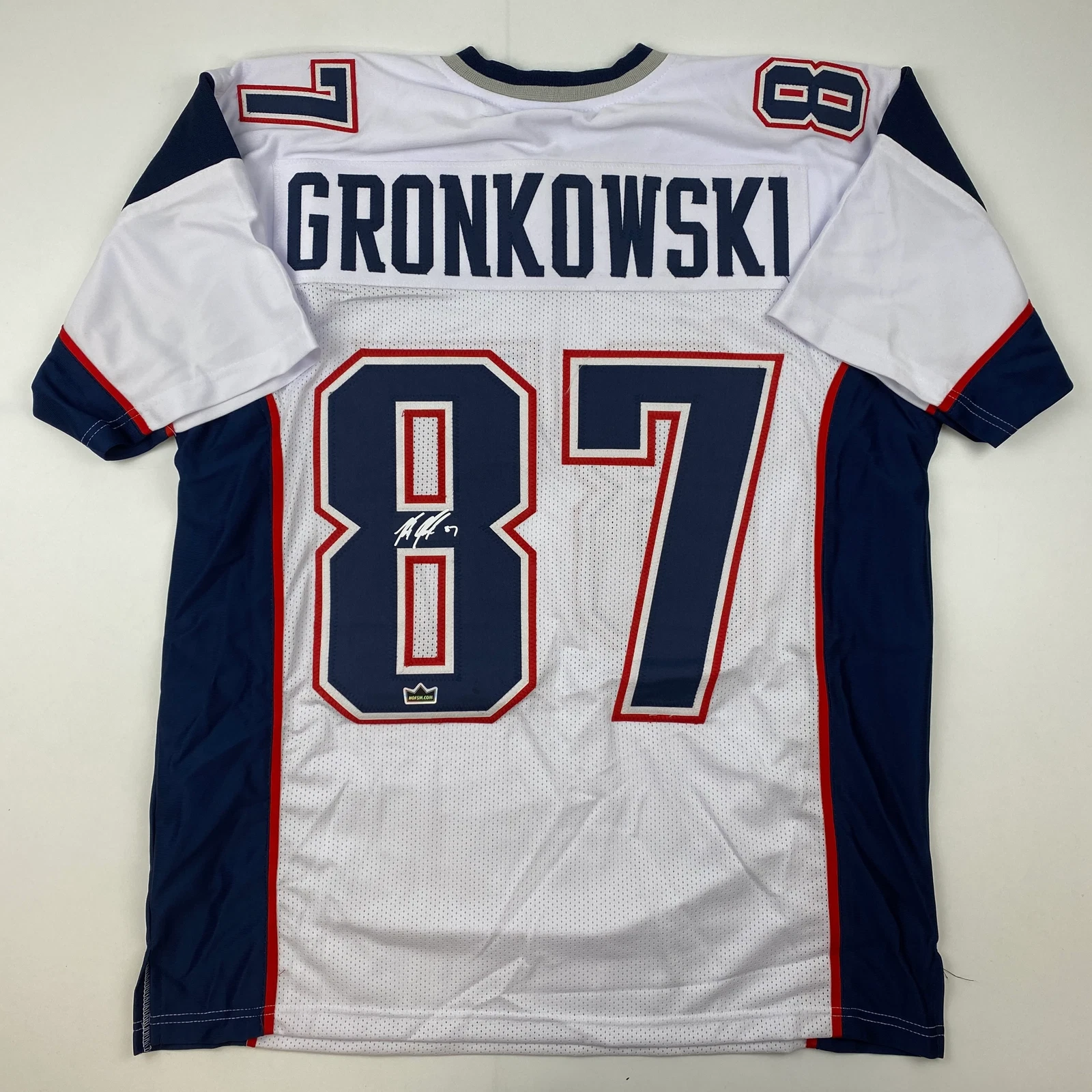 Facsimile Autographed Rob Gronk Gronkowski New England White Jersey Men's XL