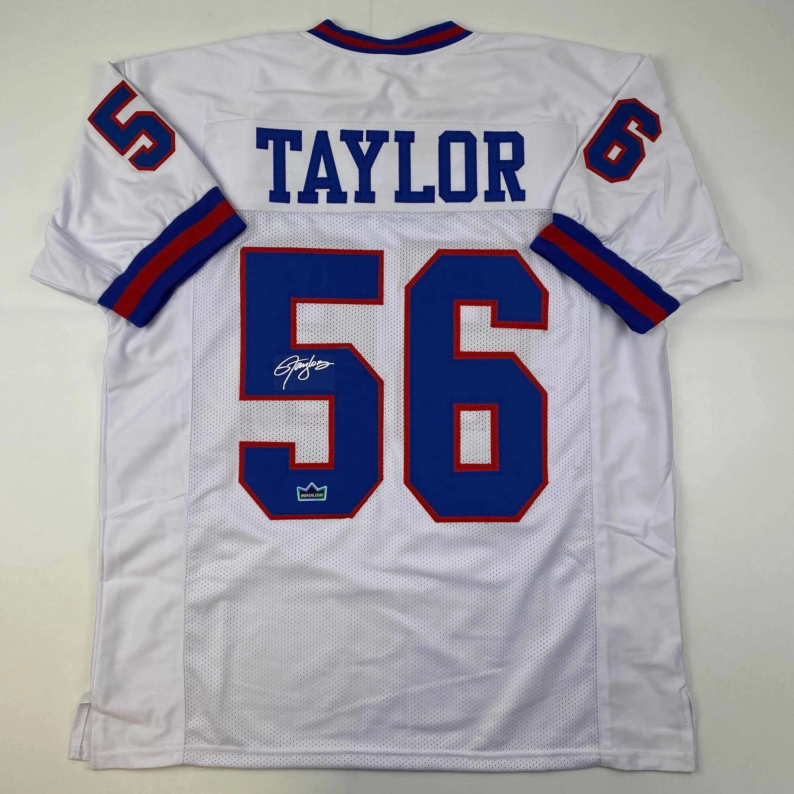 Facsimile Autographed Lawrence Taylor New York White Reprint Jersey Size Mens XL