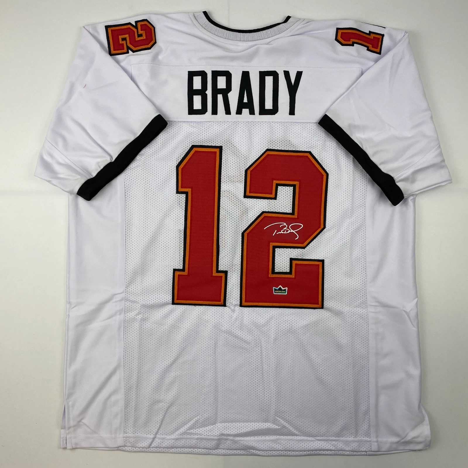 Facsimile Autographed Tom Brady Tampa Bay White Laser Auto Jersey Size Men's XL