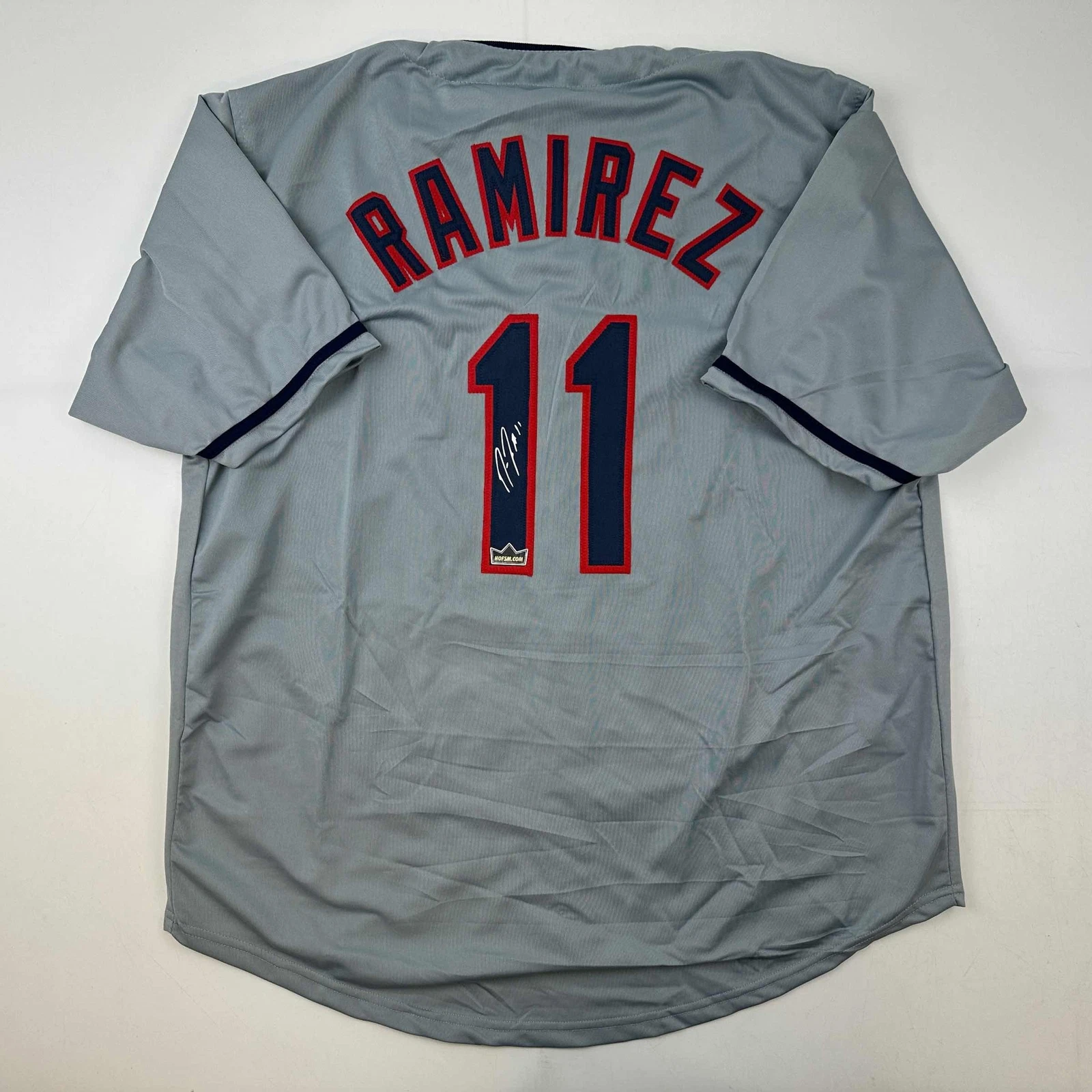 Facsimile Autographed Jose Ramirez Cleveland Grey Reprint Jersey Size Men's XL