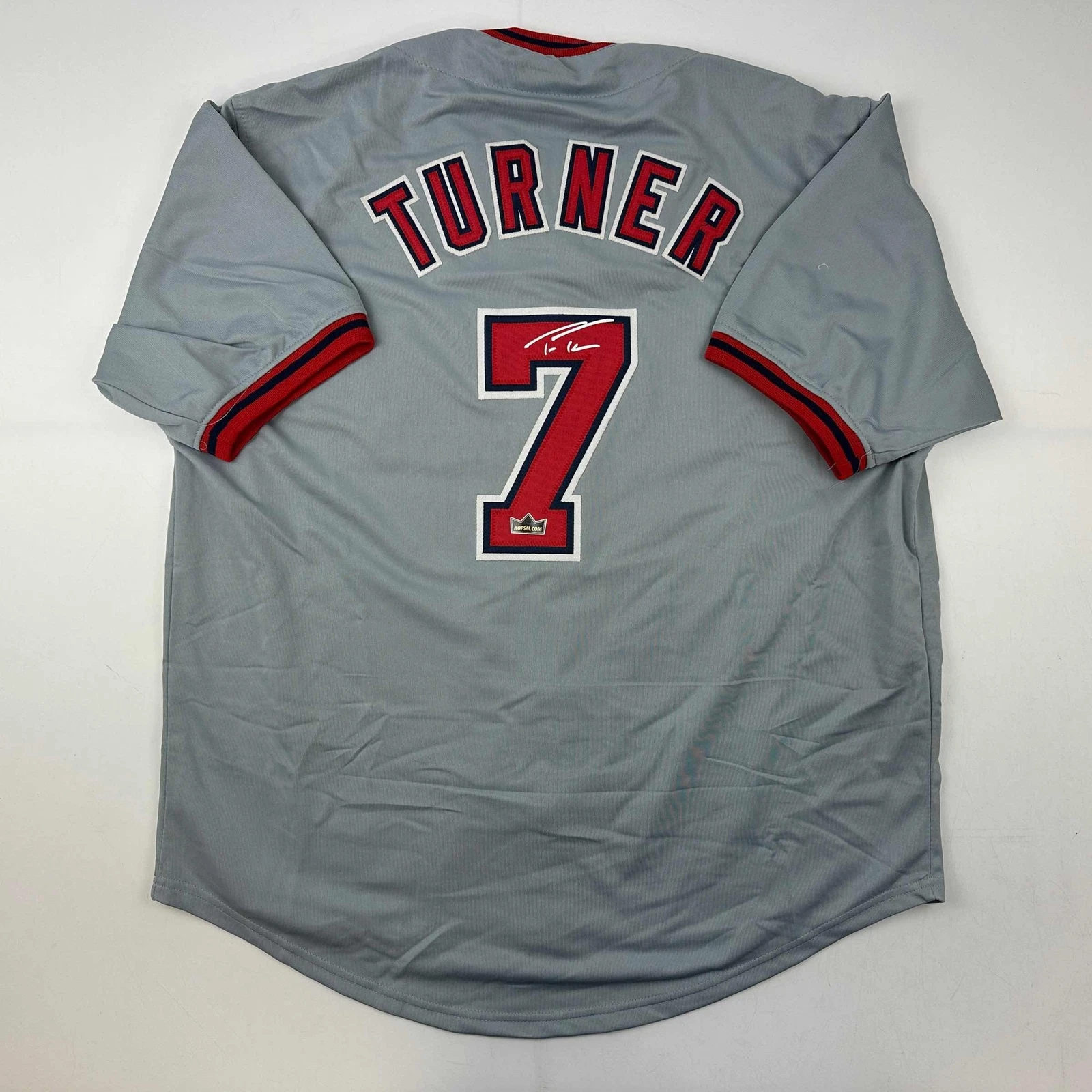 Facsimile Autographed Trea Turner Washington Grey Reprint Jersey Size Men's XL
