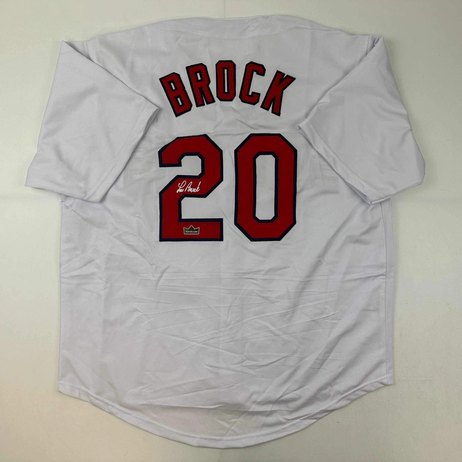 Facsimile Autographed Lou Brock St. Louis White Reprint Jersey Size Men's XL