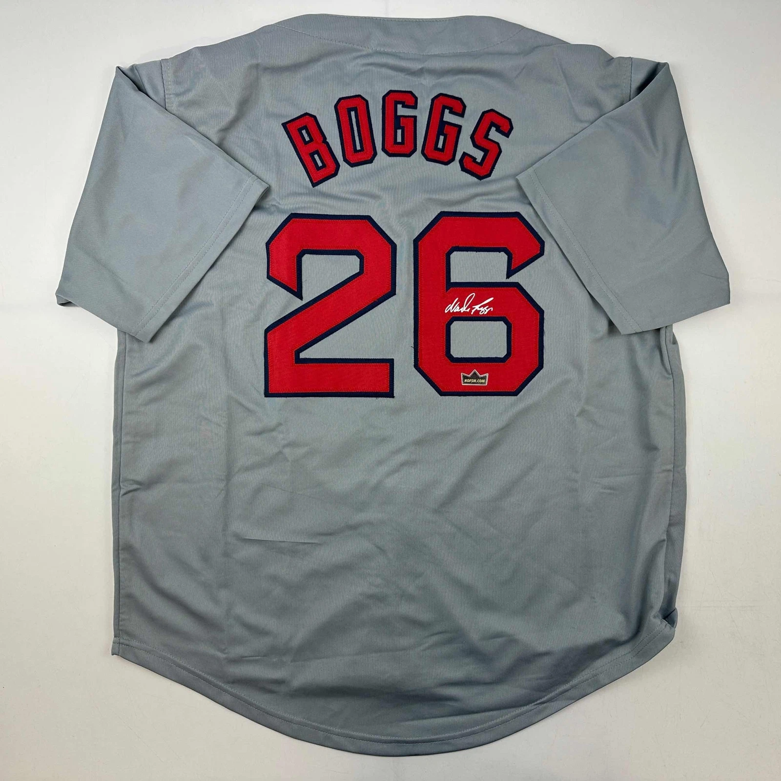 Facsimile Autographed Wade Boggs Boston Grey Reprint Jersey Size Men's XL