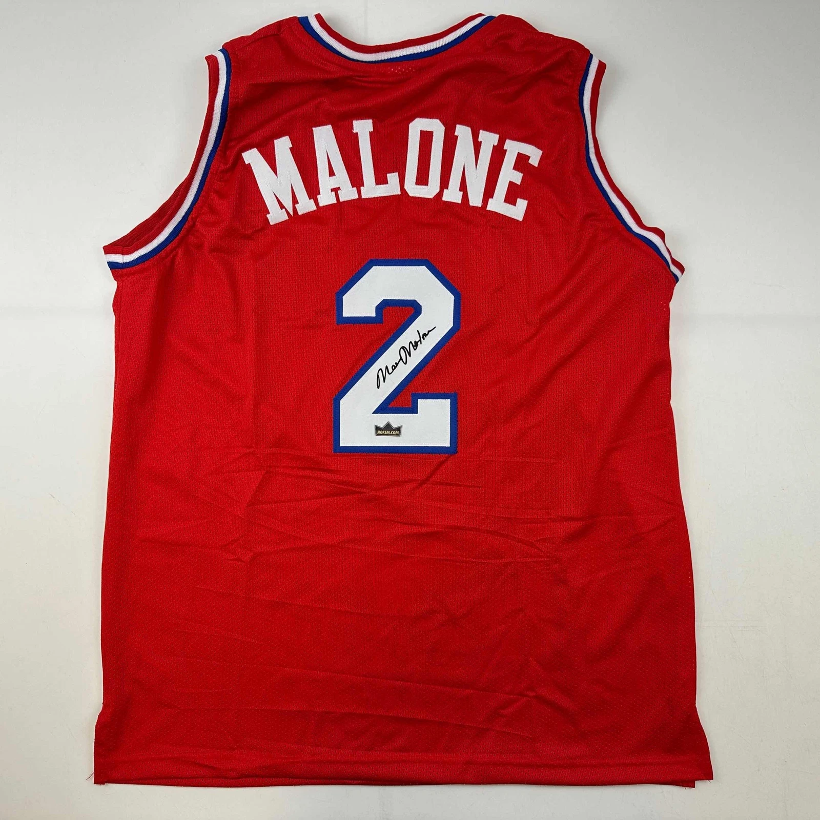 Facsimile Autographed Moses Malone Philadelphia Red Reprint Jersey Size Men's XL