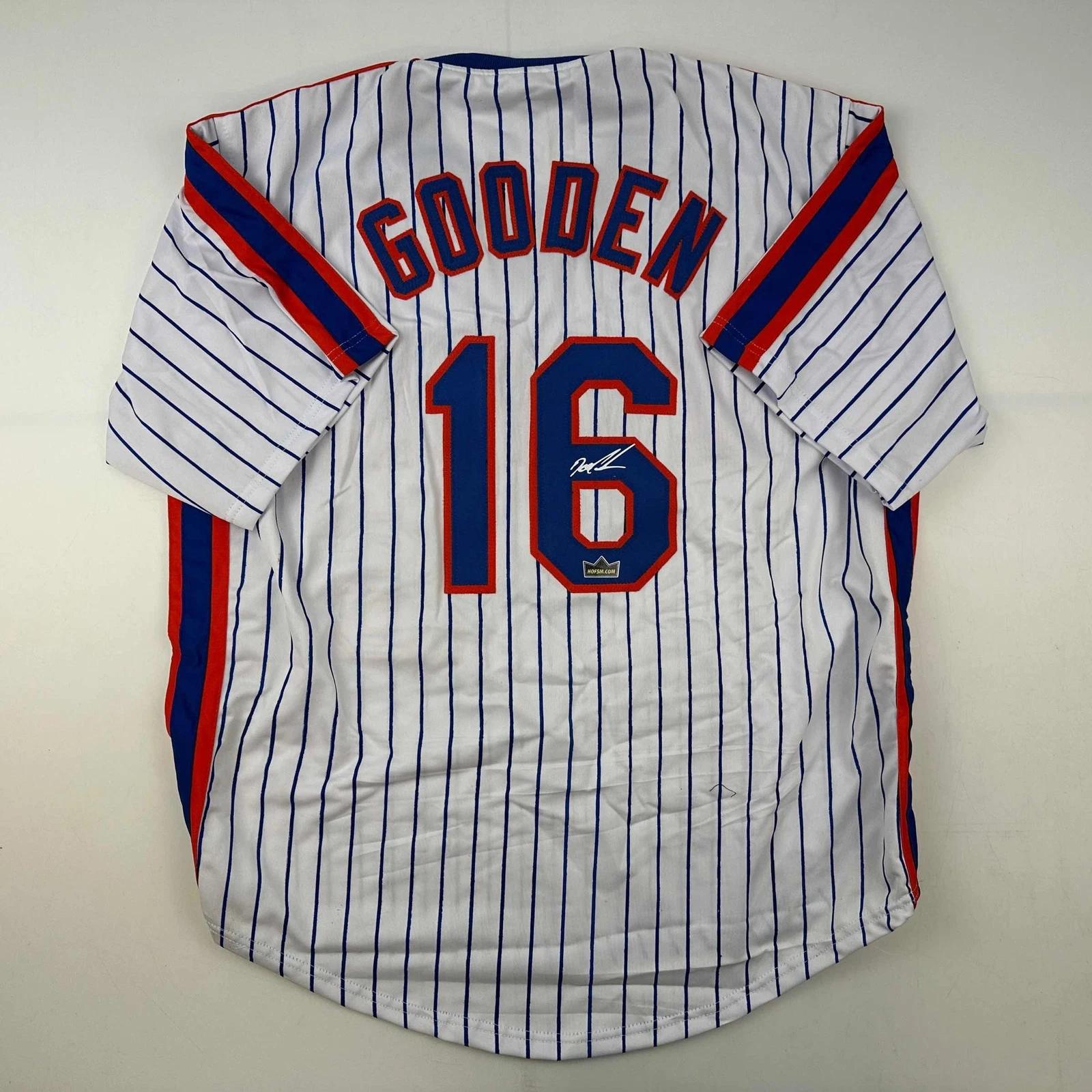 Facsimile Autographed Dwight Doc Gooden New York Pinstripe Reprint Jersey Men XL