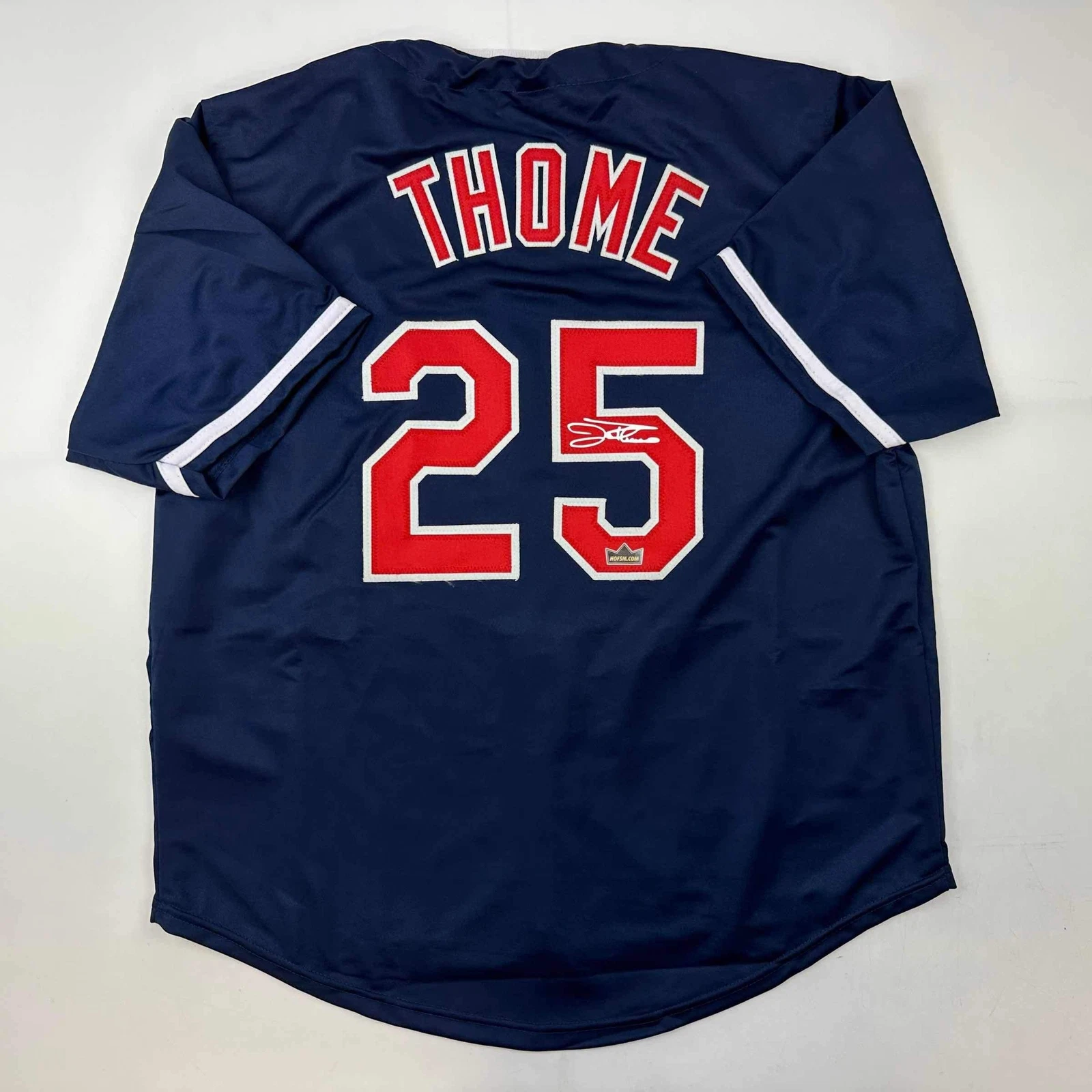 Facsimile Autographed Jim Thome Cleveland Blue Reprint Jersey Size Men's XL