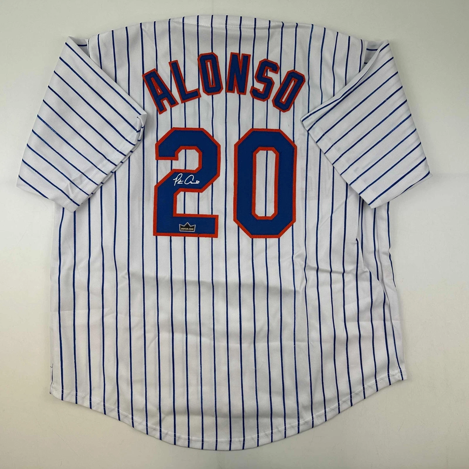 Facsimile Autographed Pete Alonso New York Pinstripe Reprint Jersey Size Mens XL