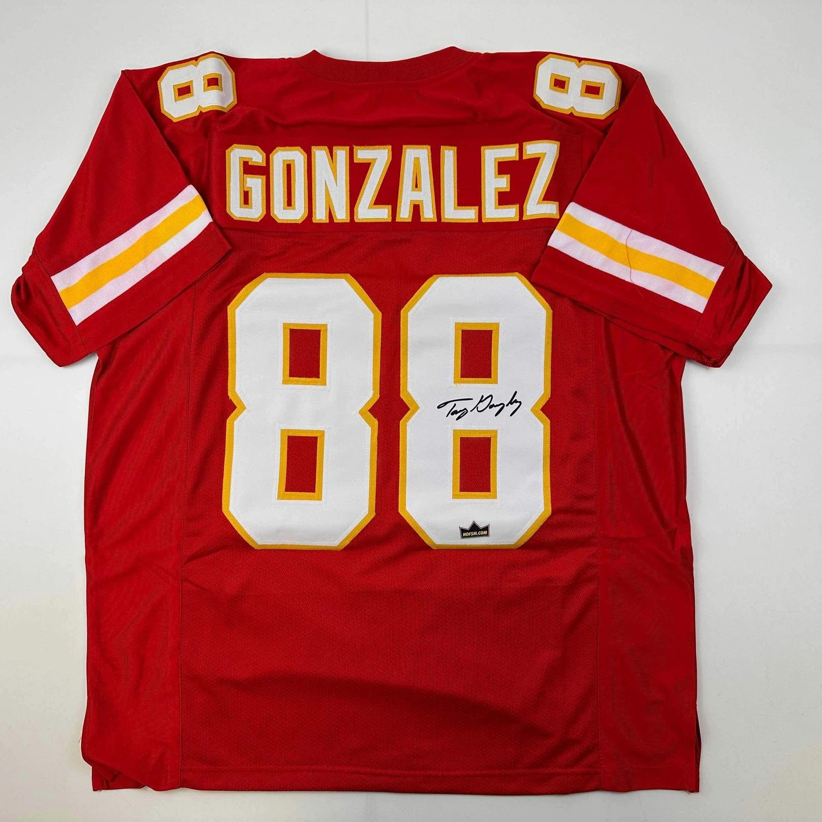 Facsimile Autographed Tony Gonzalez Kansas City Red Reprint Jersey Size Men's XL