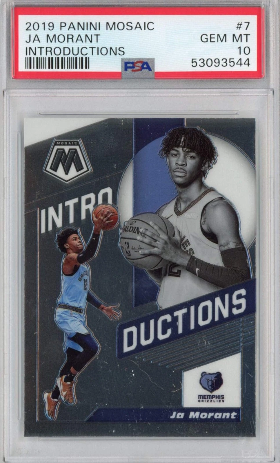 Graded 2019-20 Panini Mosaic Ja Morant #7 Introductions Rookie Card PSA 10 Mint