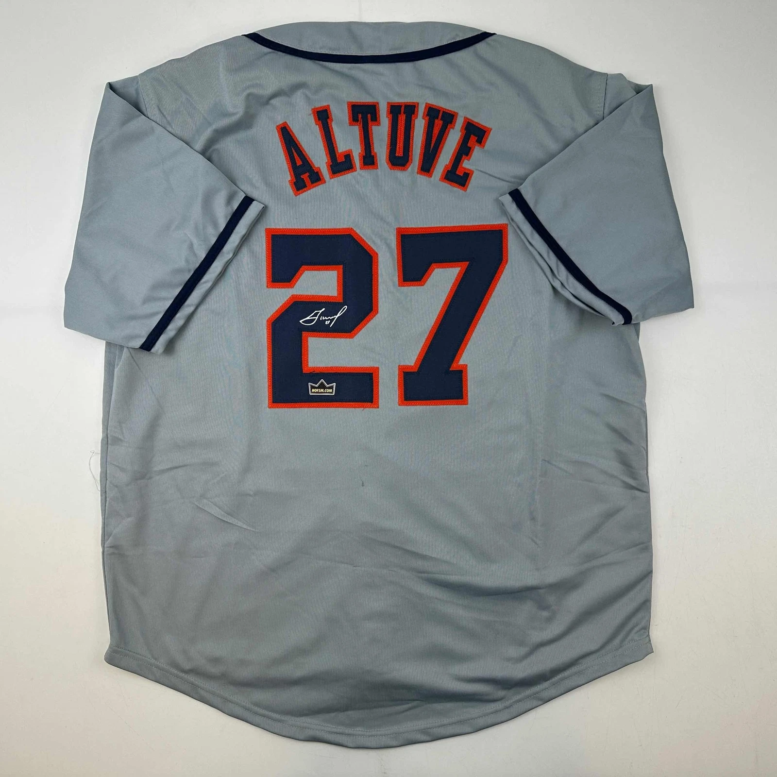 Facsimile Autographed Jose Altuve Houston Grey Reprint Jersey Size Men's XL