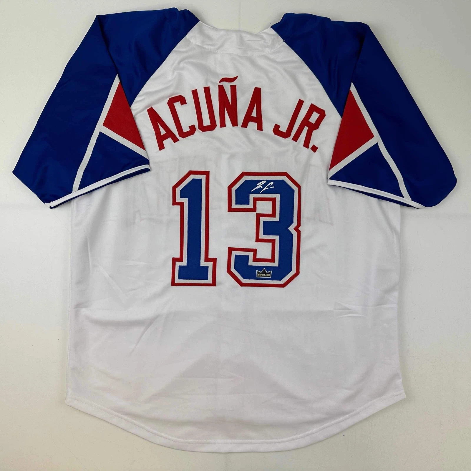 Facsimile Autographed Ronald Acuna Jr. Atlanta White Reprint Jersey Size Men' XL