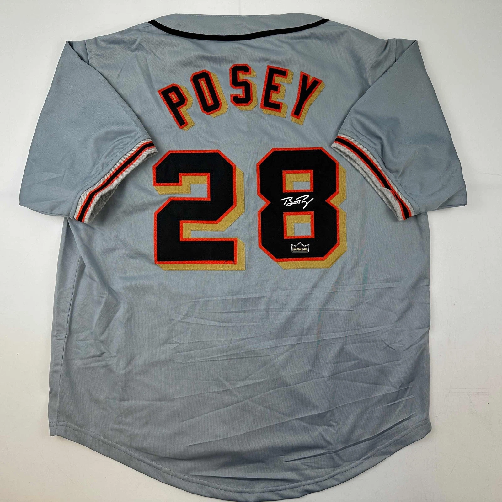 Facsimile Autographed Buster Posey San Francisco Grey Reprint Jersey Men's XL