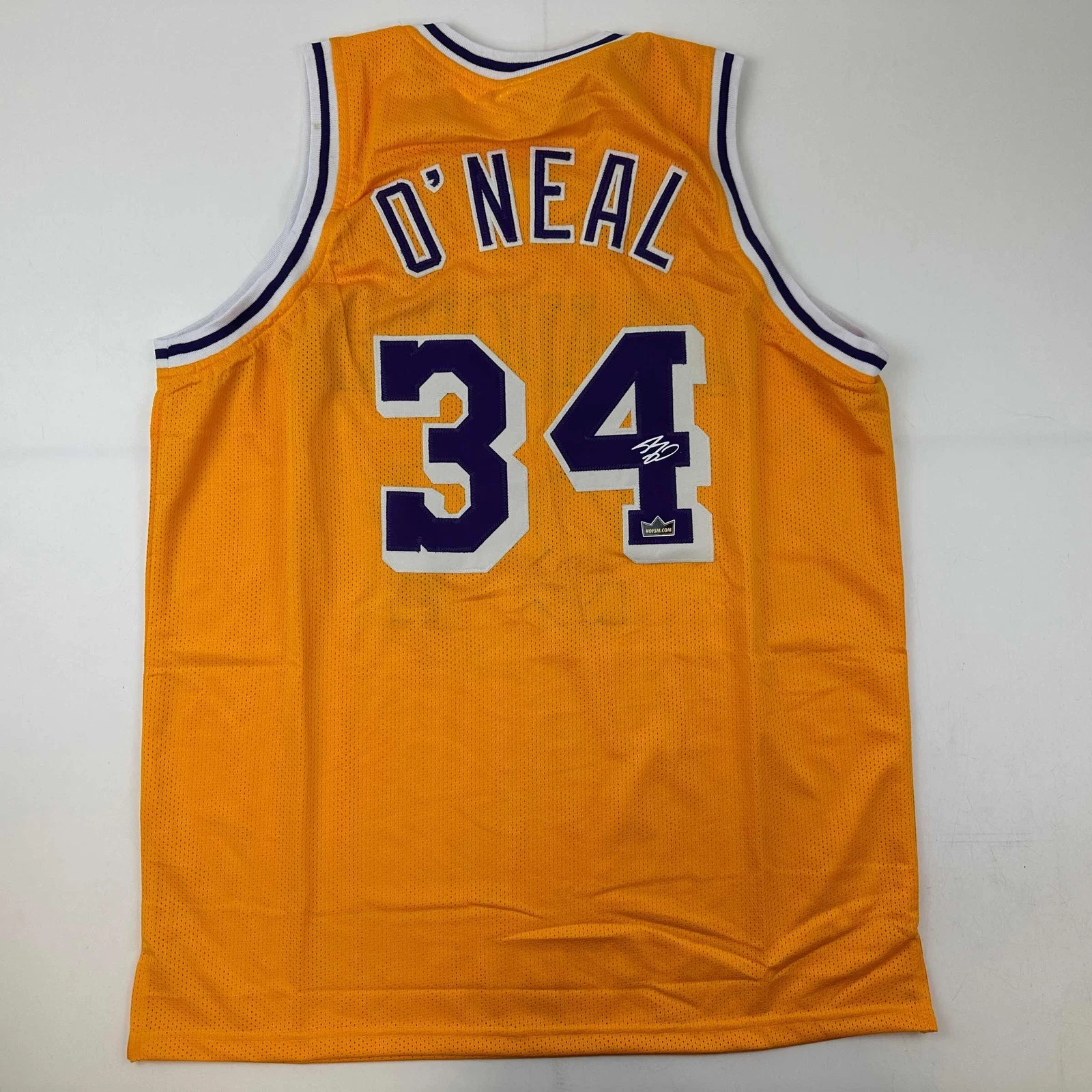 Facsimile Autographed Shaquille Shaq O'Neal Los Angeles Yellow Reprint Jersey XL