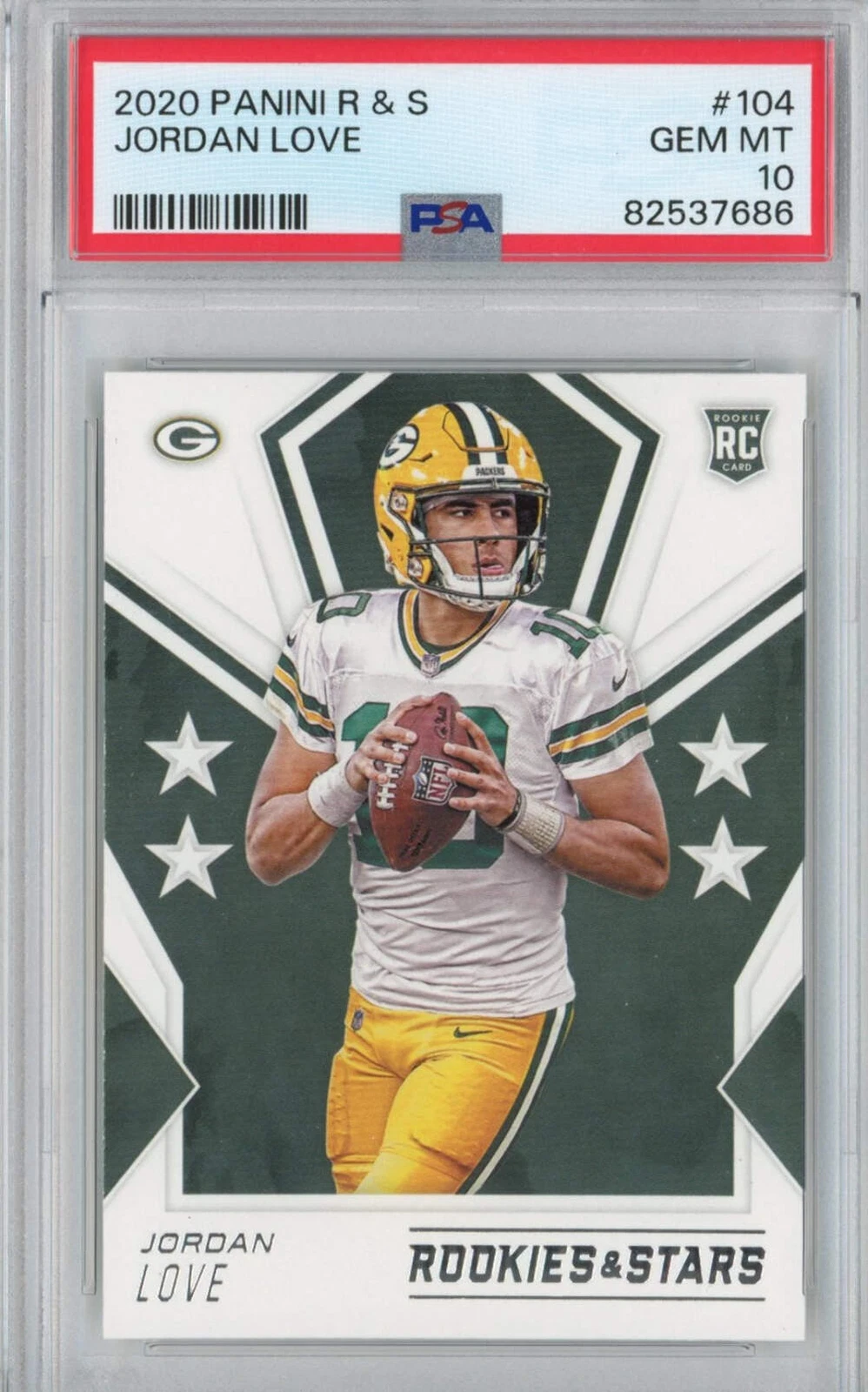 Graded 2020 Panini Rookies & Stars Jordan Love #104 Rookie RC Card PSA 10 Mint