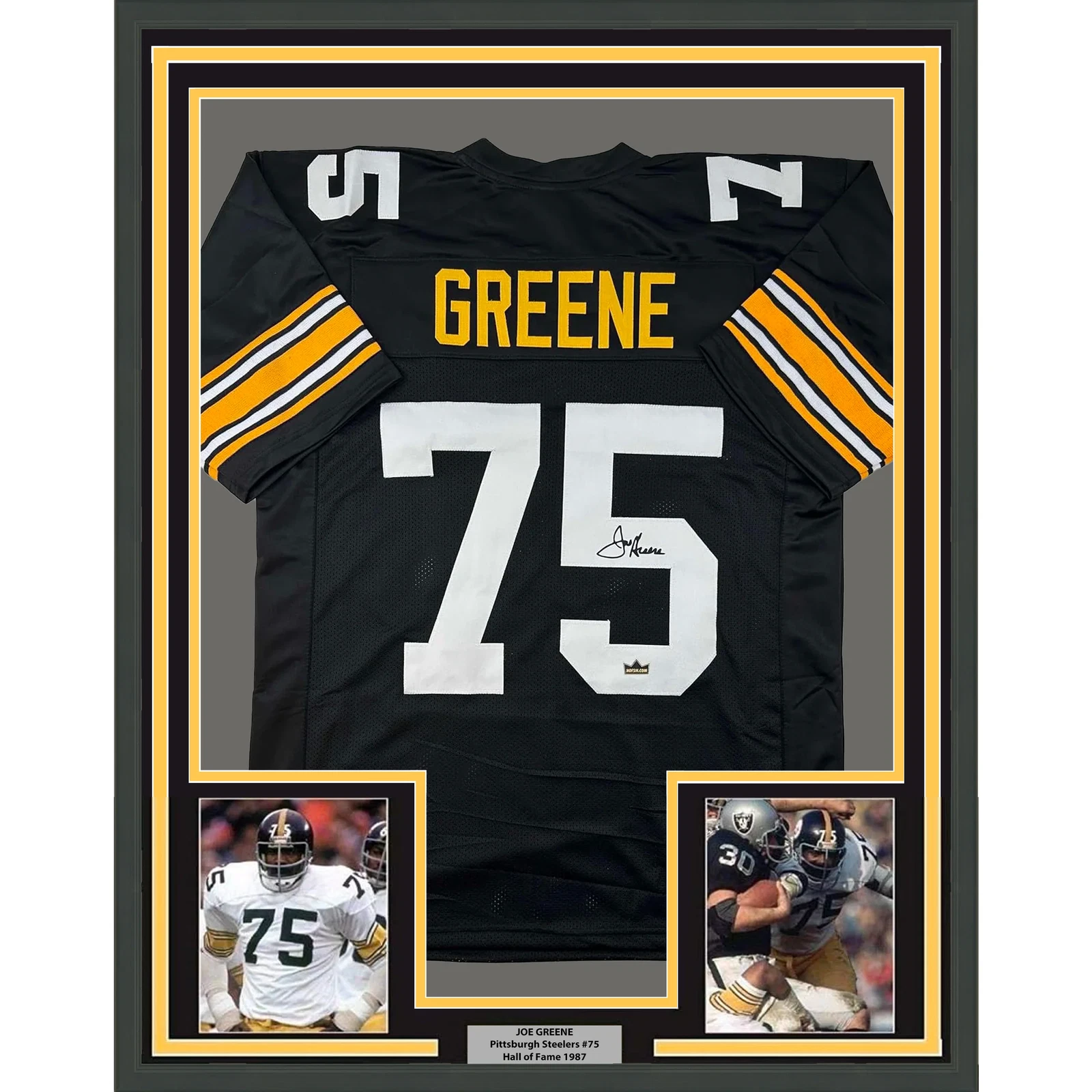 Facsimile Autographed Mean Joe Greene Pittsburgh Black Reprint Jersey Men's XL