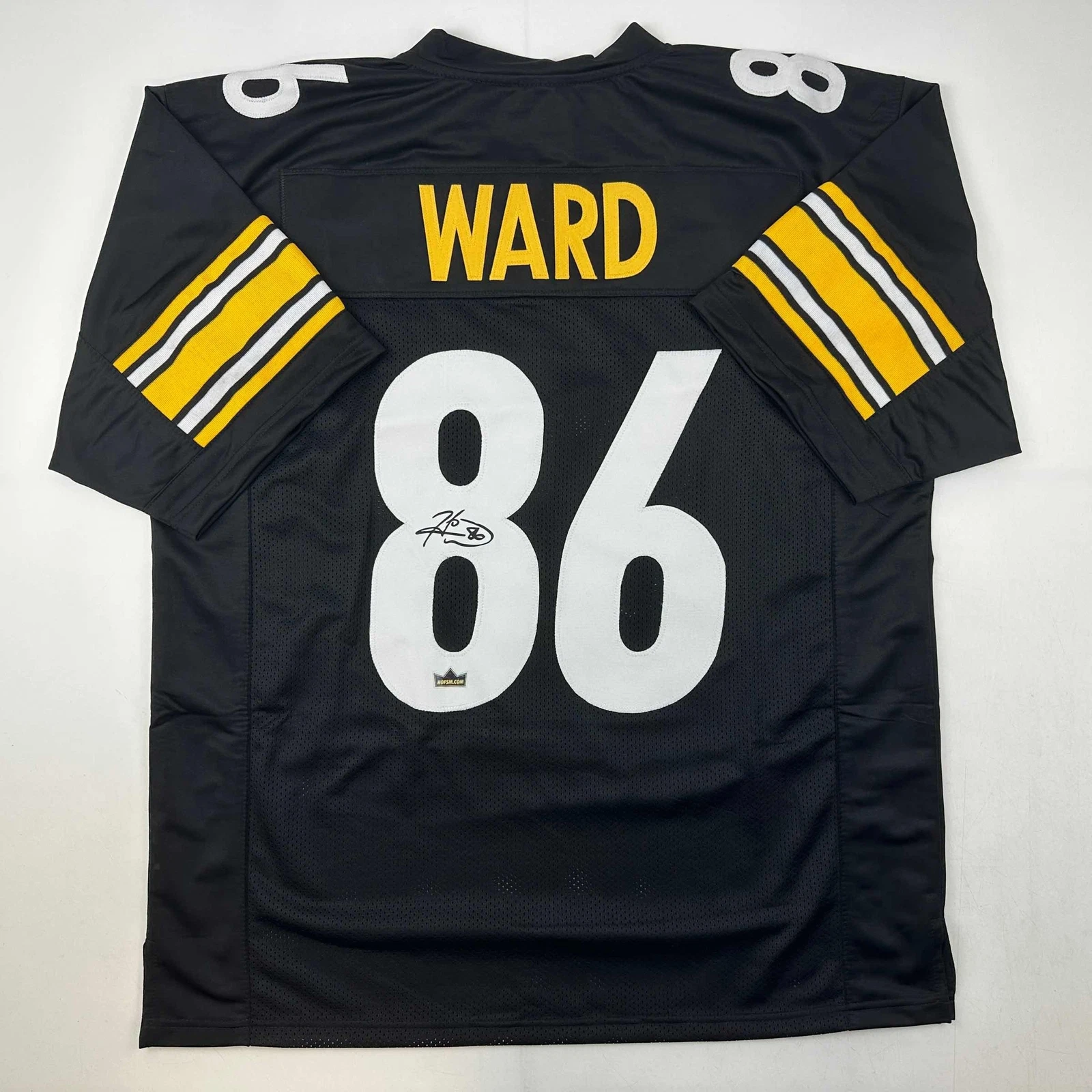 Facsimile Autographed Hines Ward Pittsburgh Black Reprint Jersey Size Men's XL