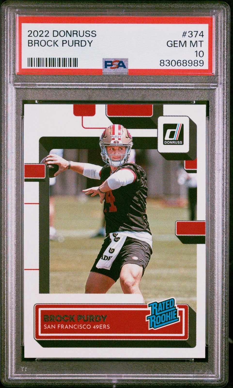 Graded 2022 Panini Donruss Brock Purdy #374 Rookie RC Football Card PSA 10 Gem