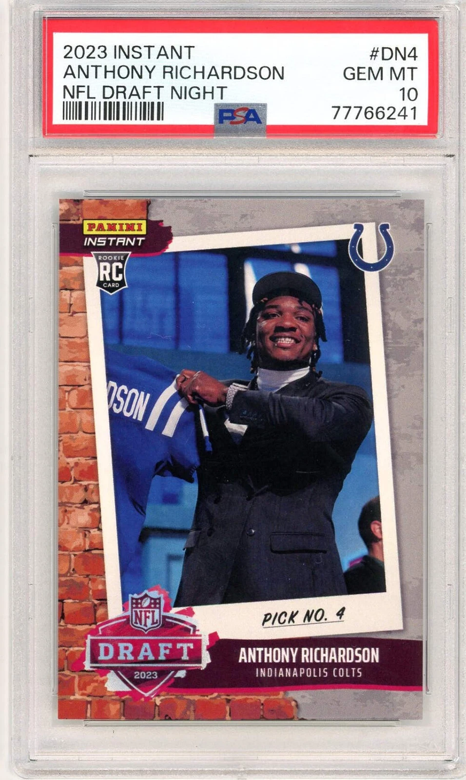 Graded 2023 Panini Instant Anthony Richardson #DN4 Draft Night RC Card PSA 10