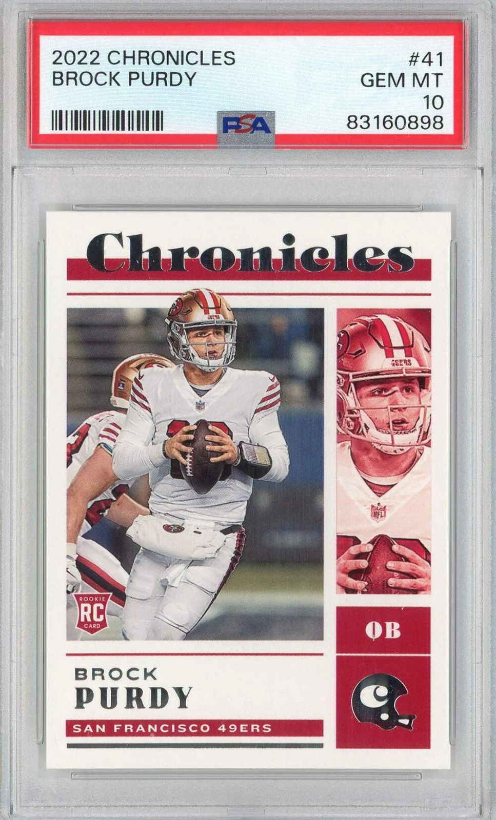 Graded 2022 Panini Chronicles Brock Purdy #41 Rookie RC Football Card PSA 10 Gem