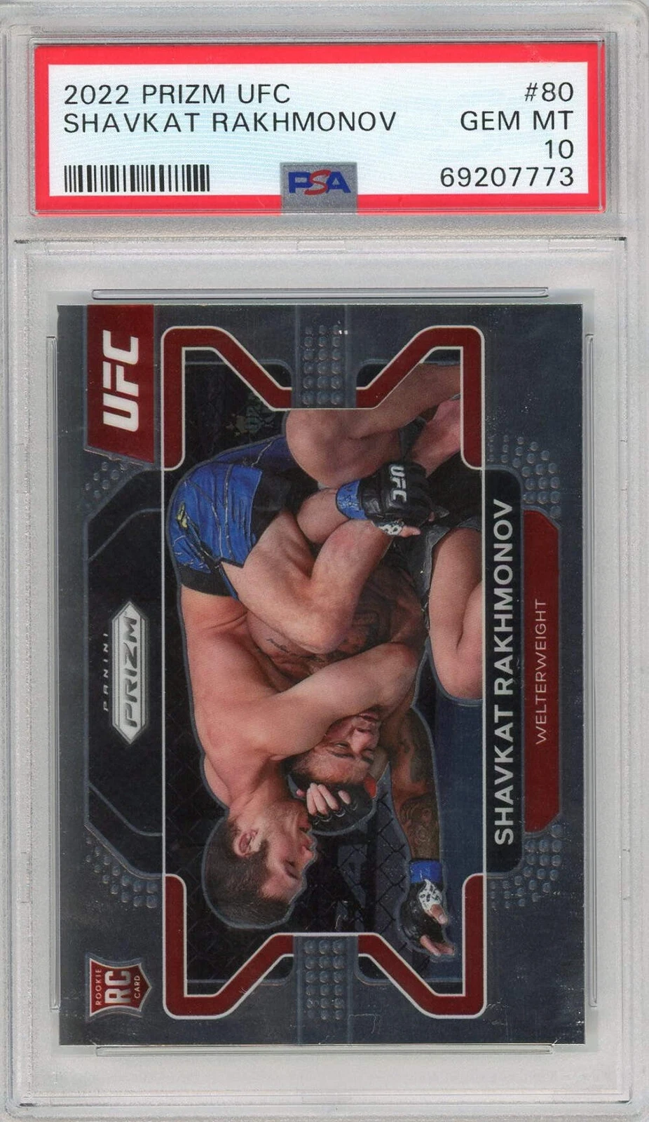 Graded 2022 Prizm UFC Shavkat Rakhmonov #80 Rookie RC UFC MMA Card PSA 10 Gem
