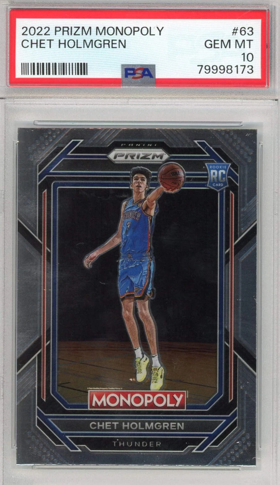 Graded 2022 Prizm Monopoly Chet Holmgren #63 Rookie RC Basketball Card PSA 10