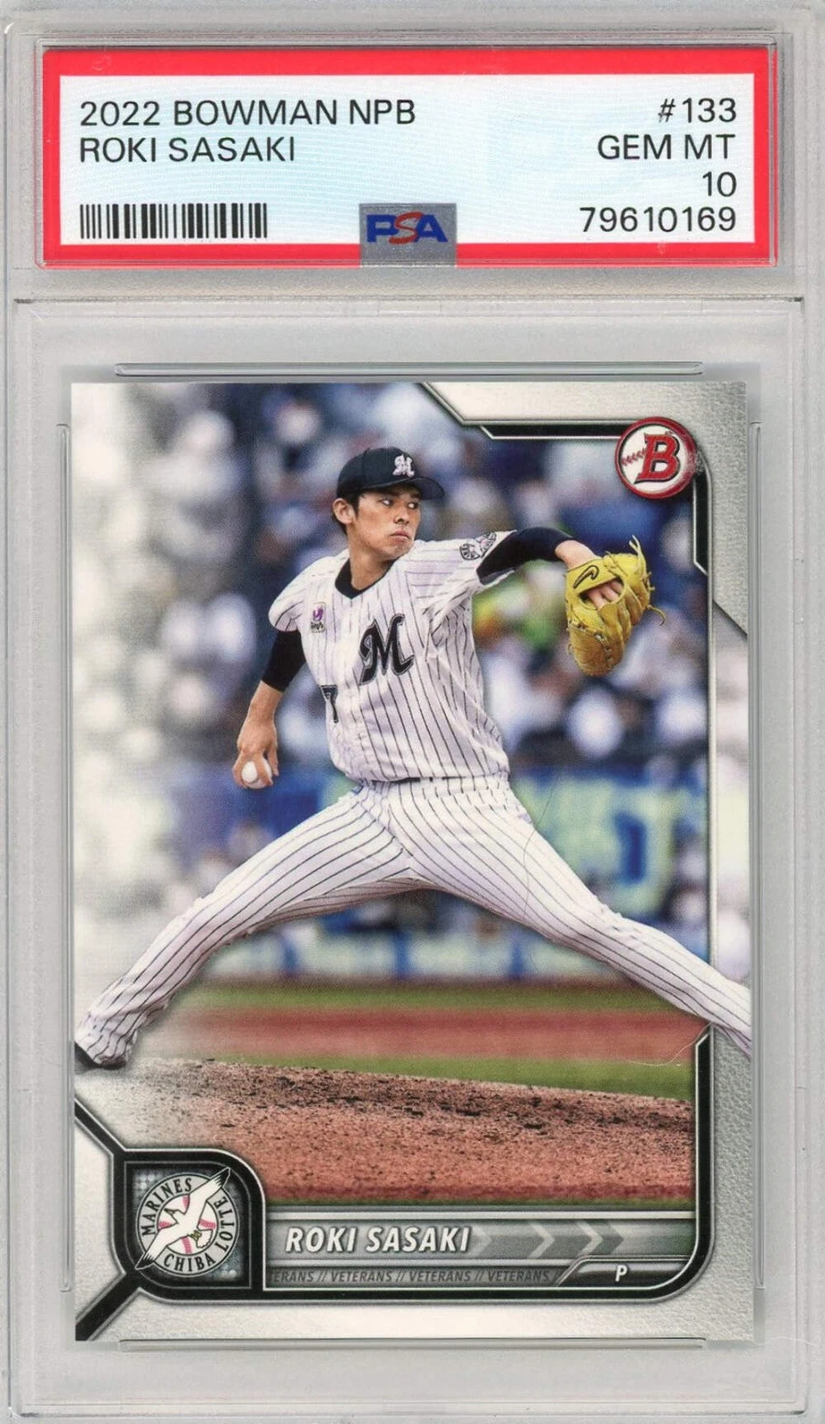 Graded 2022 Topps Bowman NPB Roki Sasaki #133 Rookie RC Baseball Card PSA 10 Gem