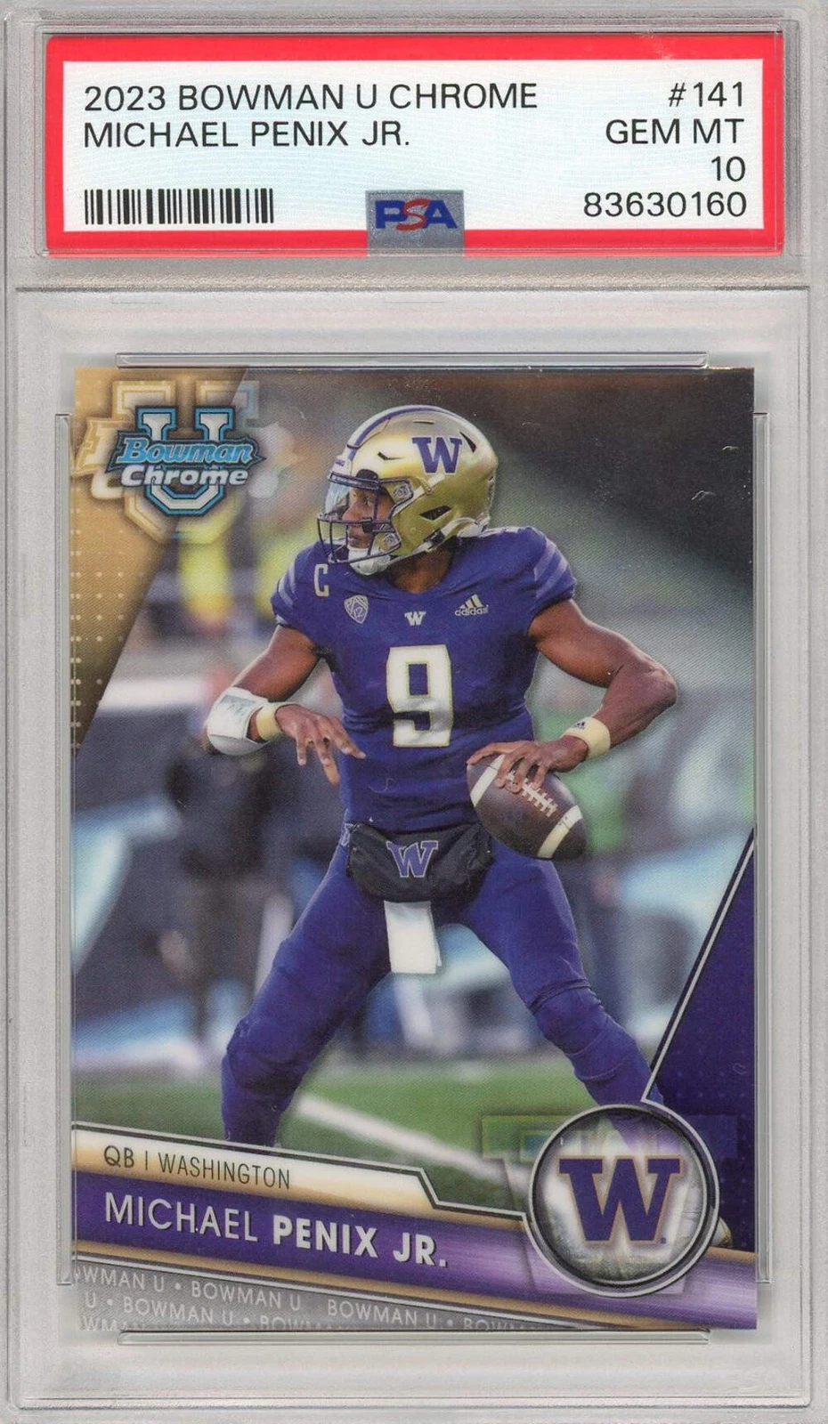 Graded 2023 Bowman U Chrome Michael Penix Jr. #141 Rookie Football Card PSA 10